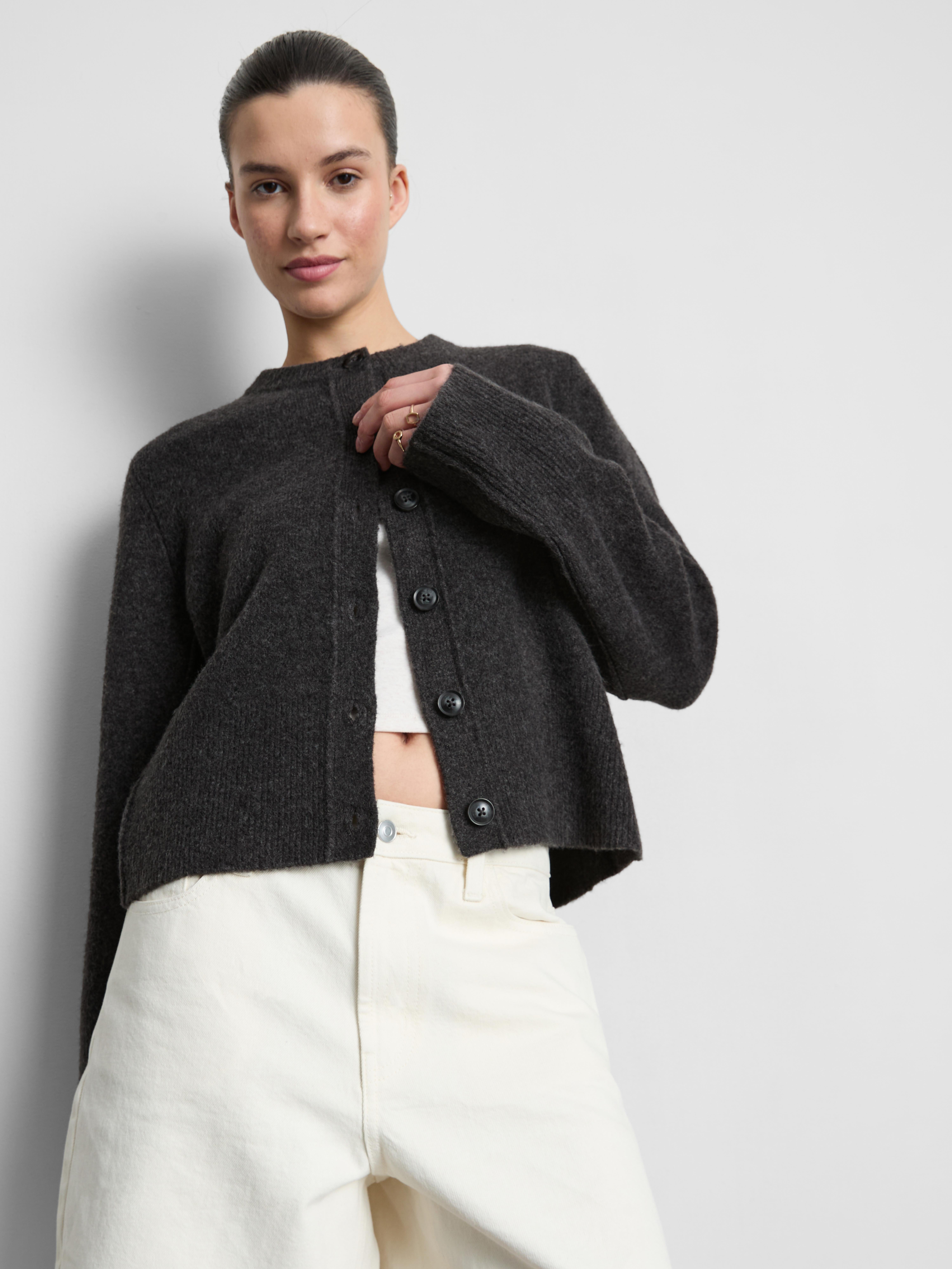Relaxed Knitted Crew Neck Cardigan