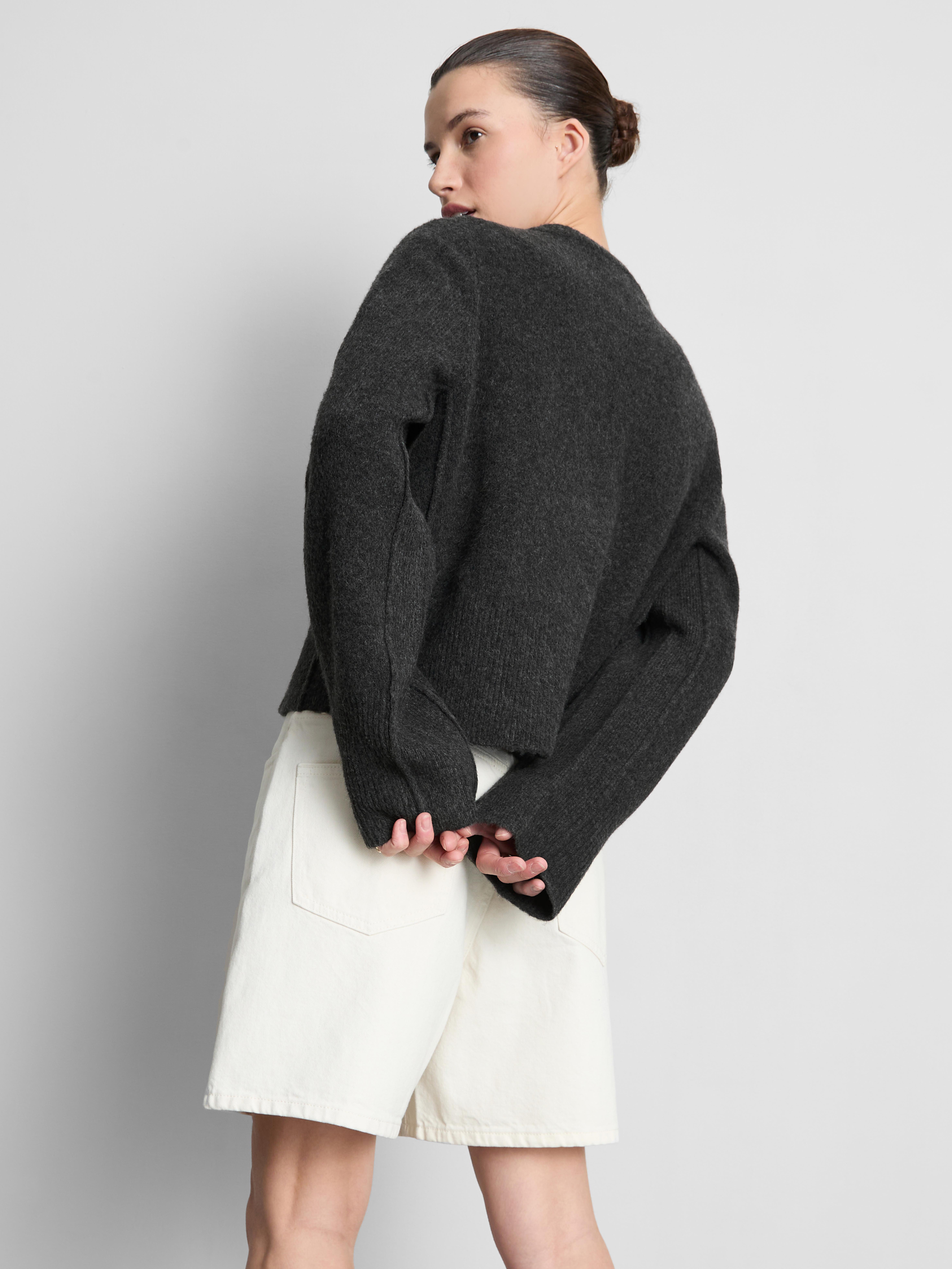 Relaxed Knitted Crew Neck Cardigan