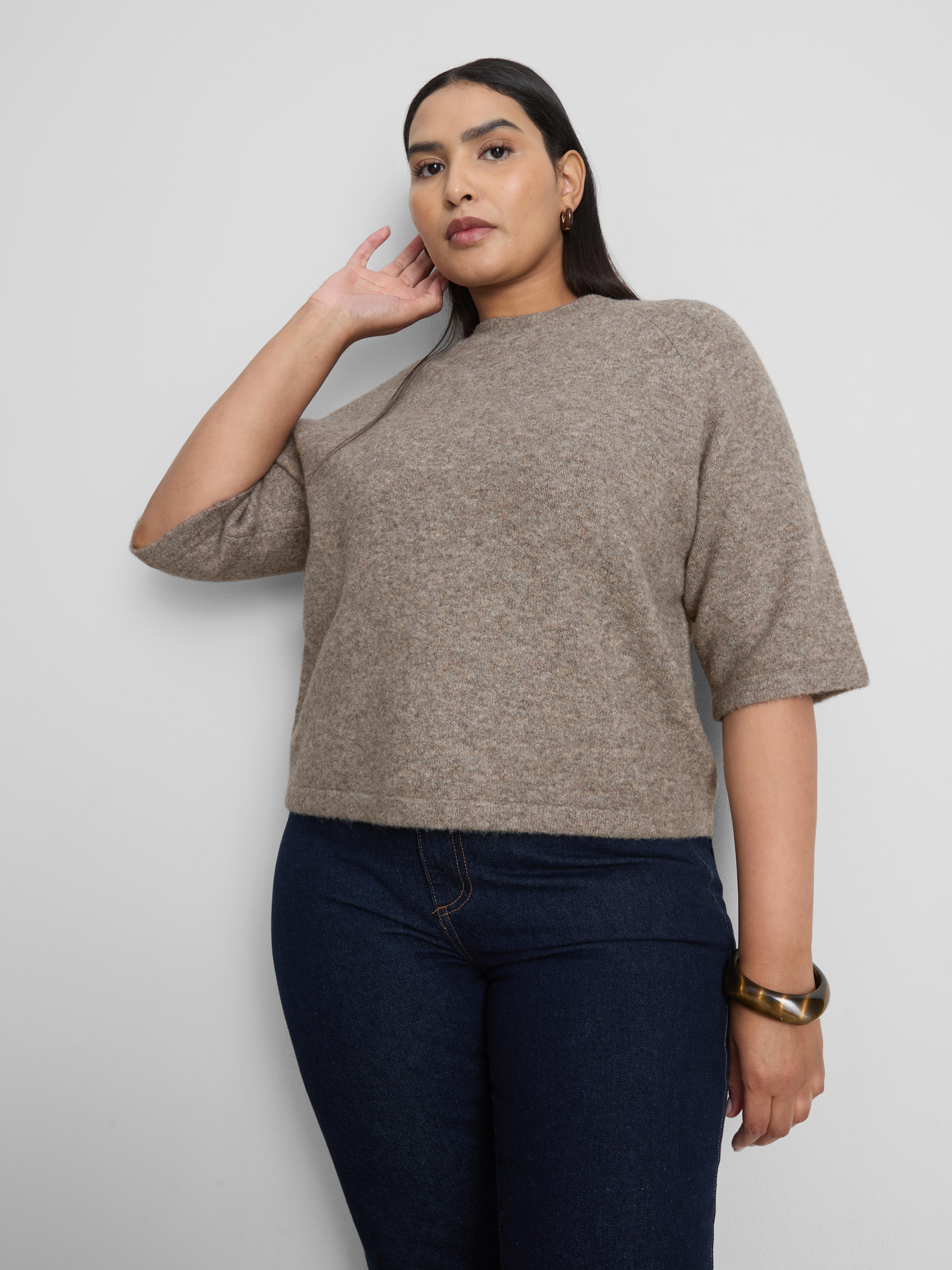 T-shirt droit en mélange de laine By Coleen Taupe