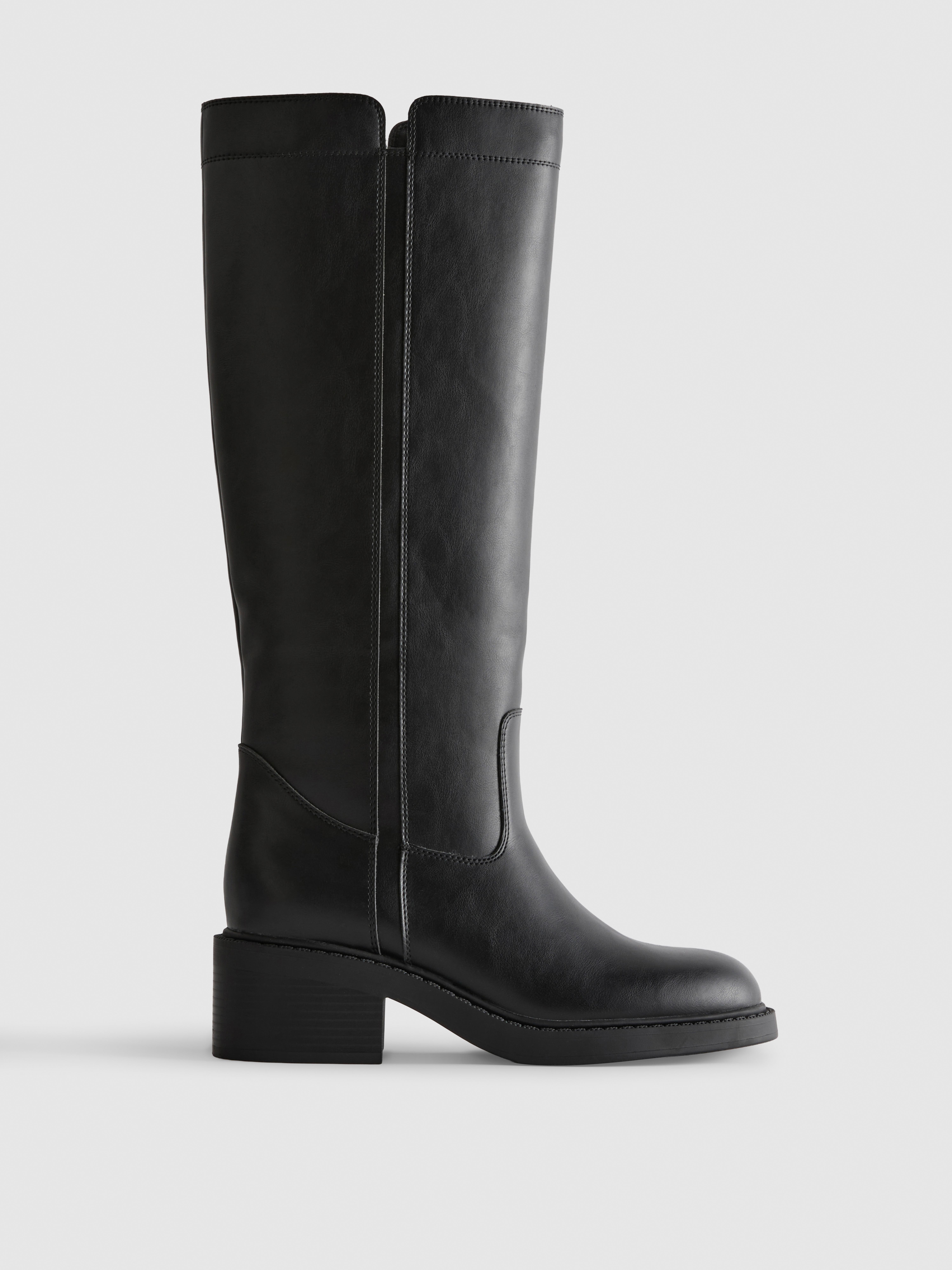 Faux Leather Knee High Boots
