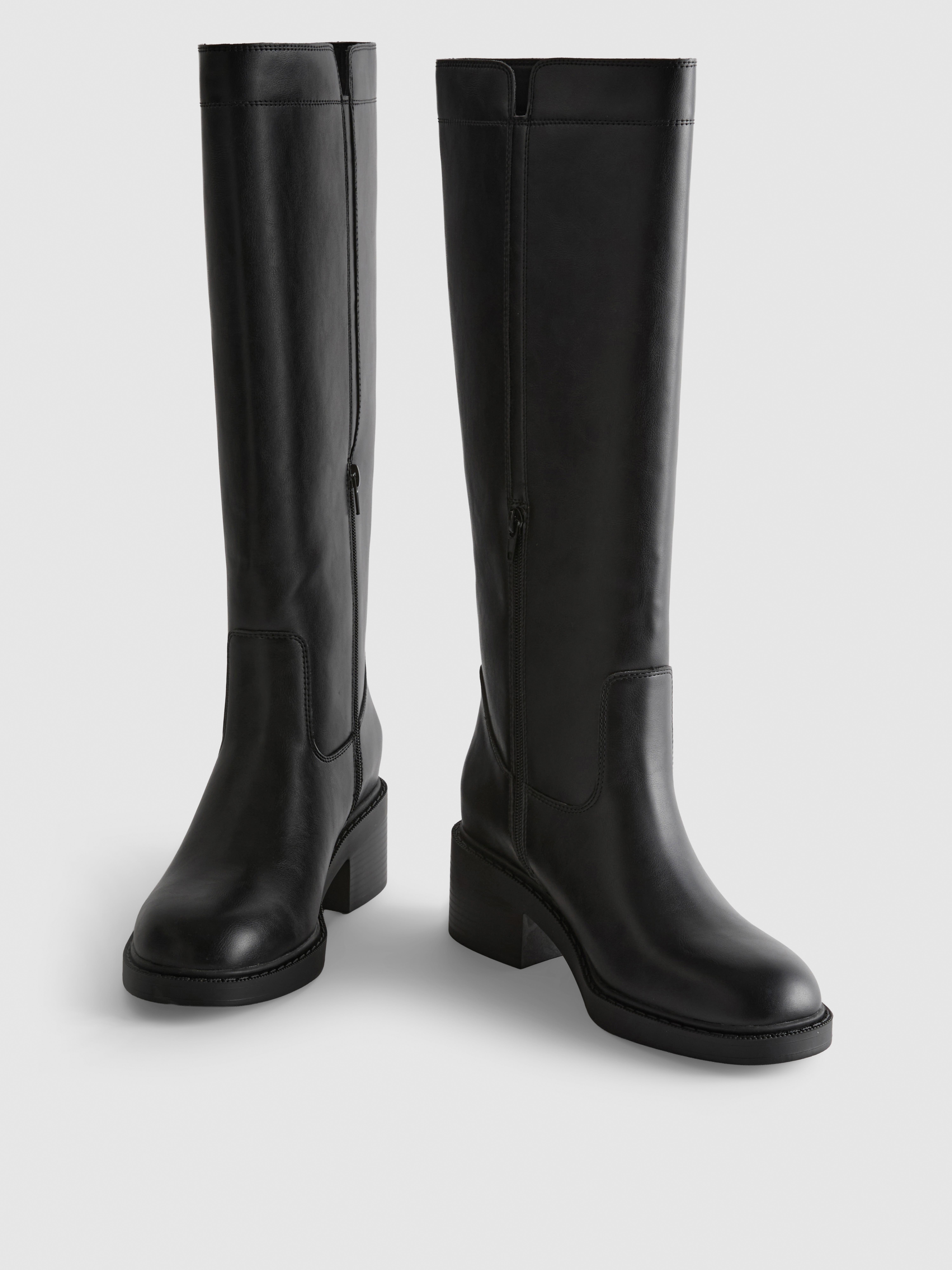 Faux Leather Knee High Boots