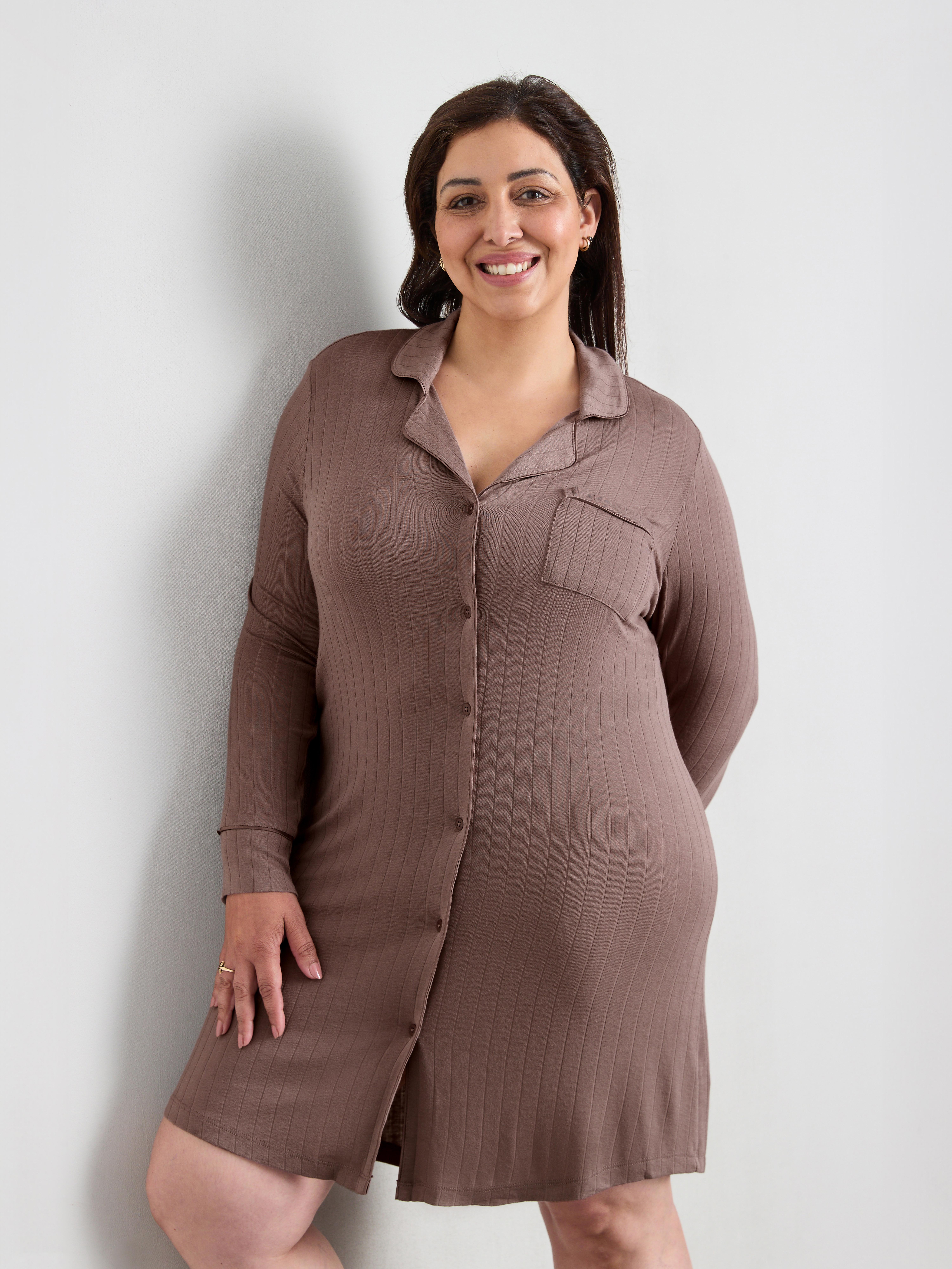 Modal-Rich Ribbed Nightshirt