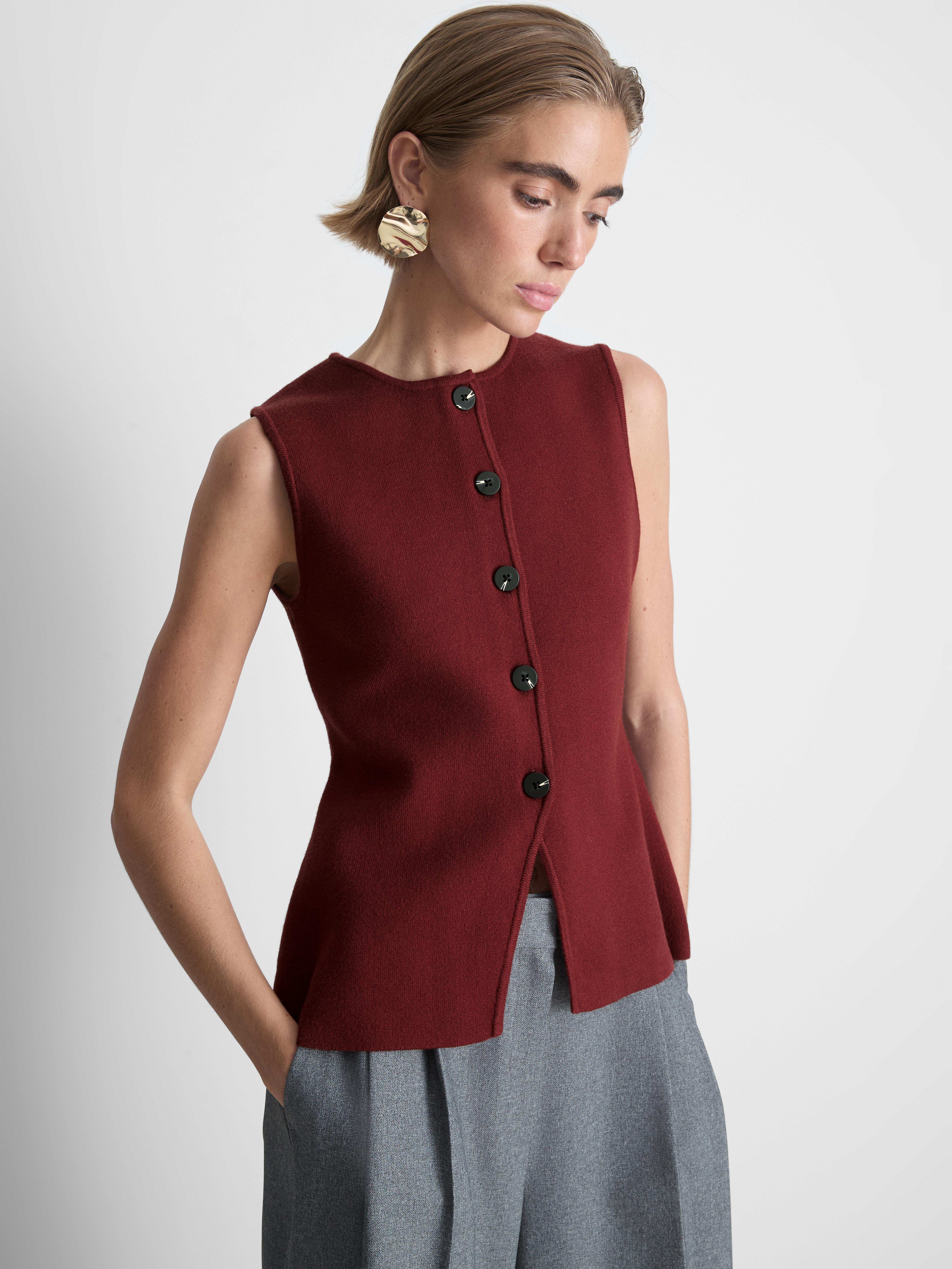 Gilet de costume en maille serrée à ourlet fendu