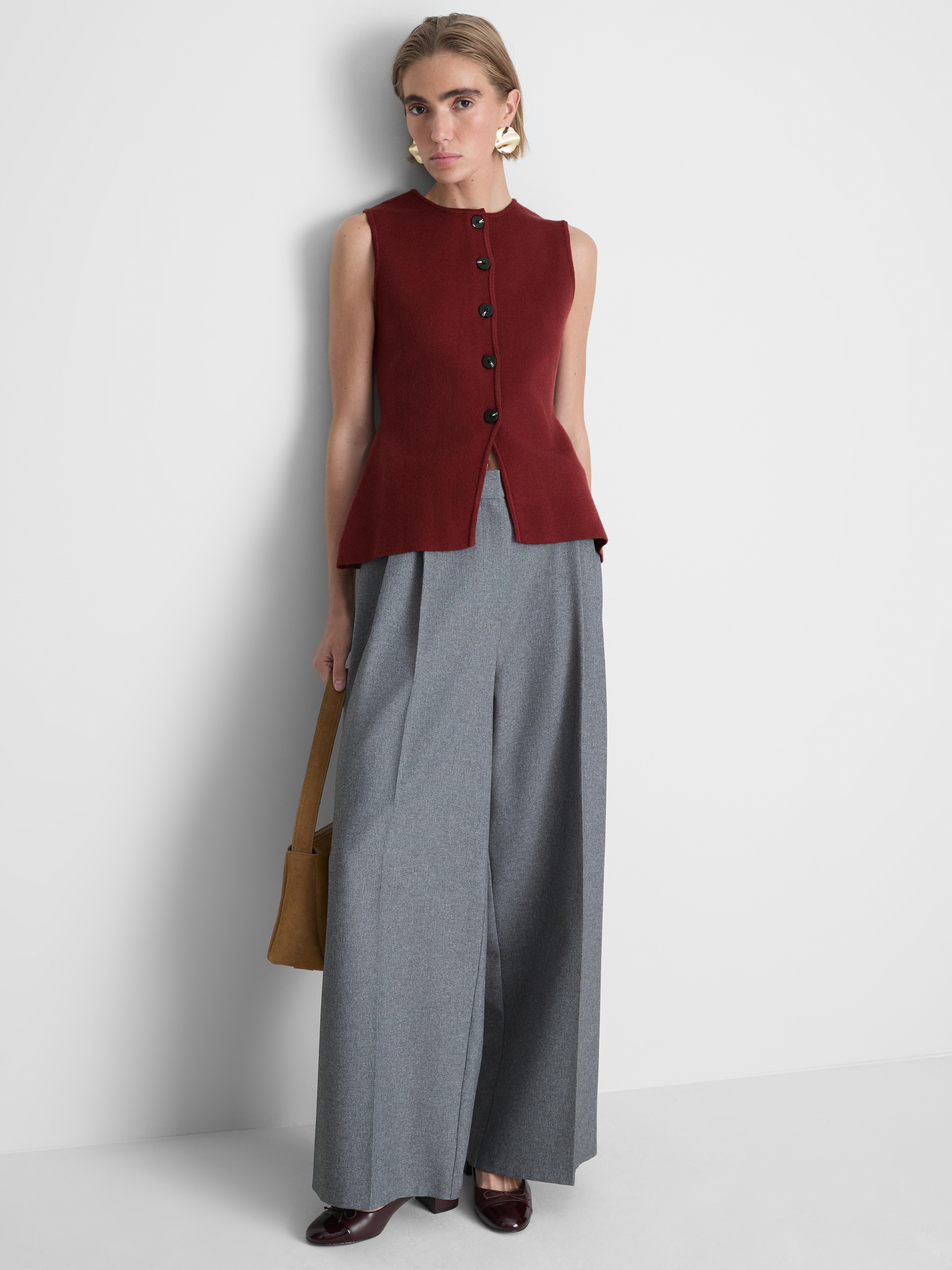 Gilet de costume en maille serrée à ourlet fendu