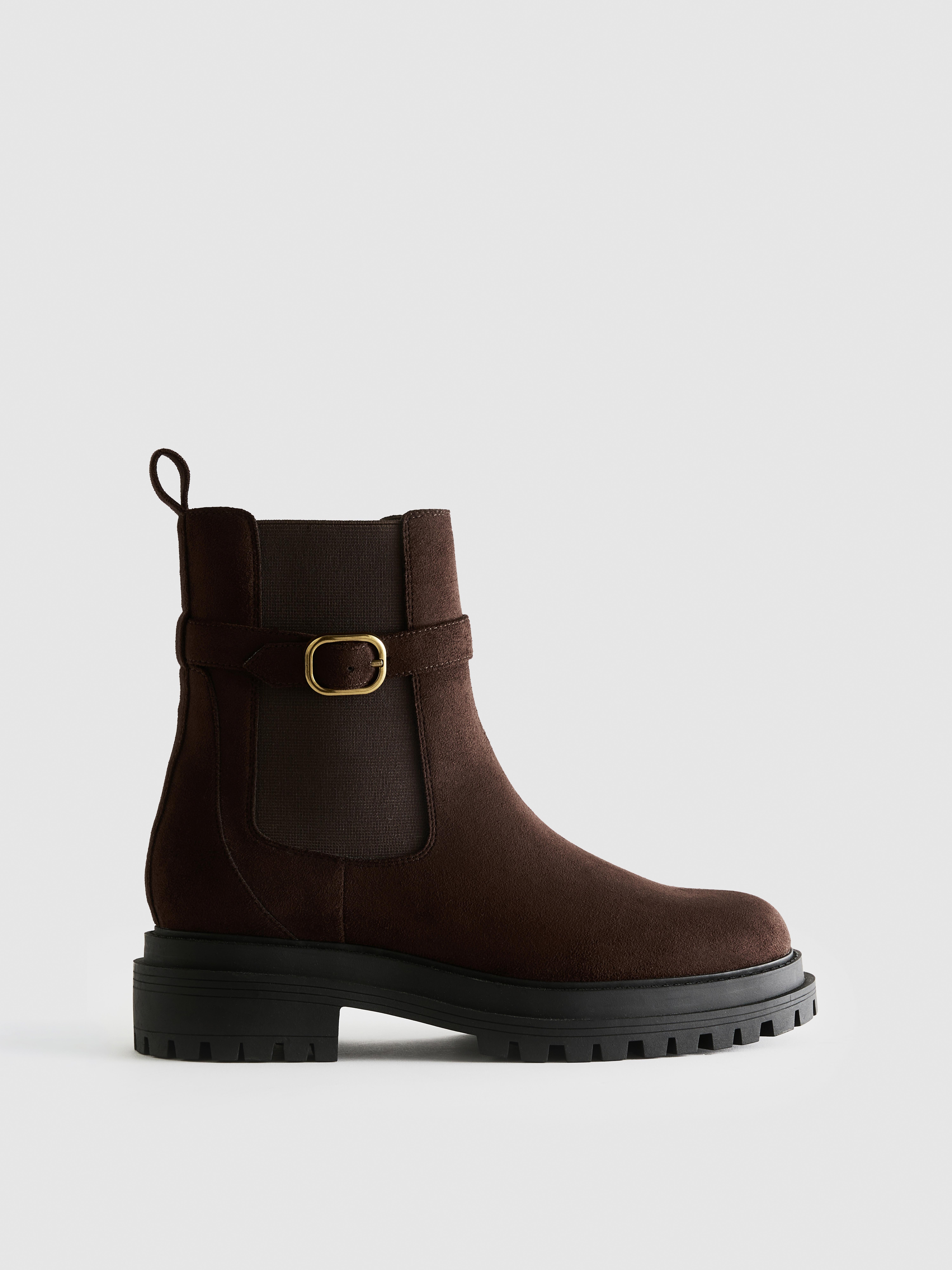 Paula Echevarría Chunky Buckle Chelsea Ankle Boots