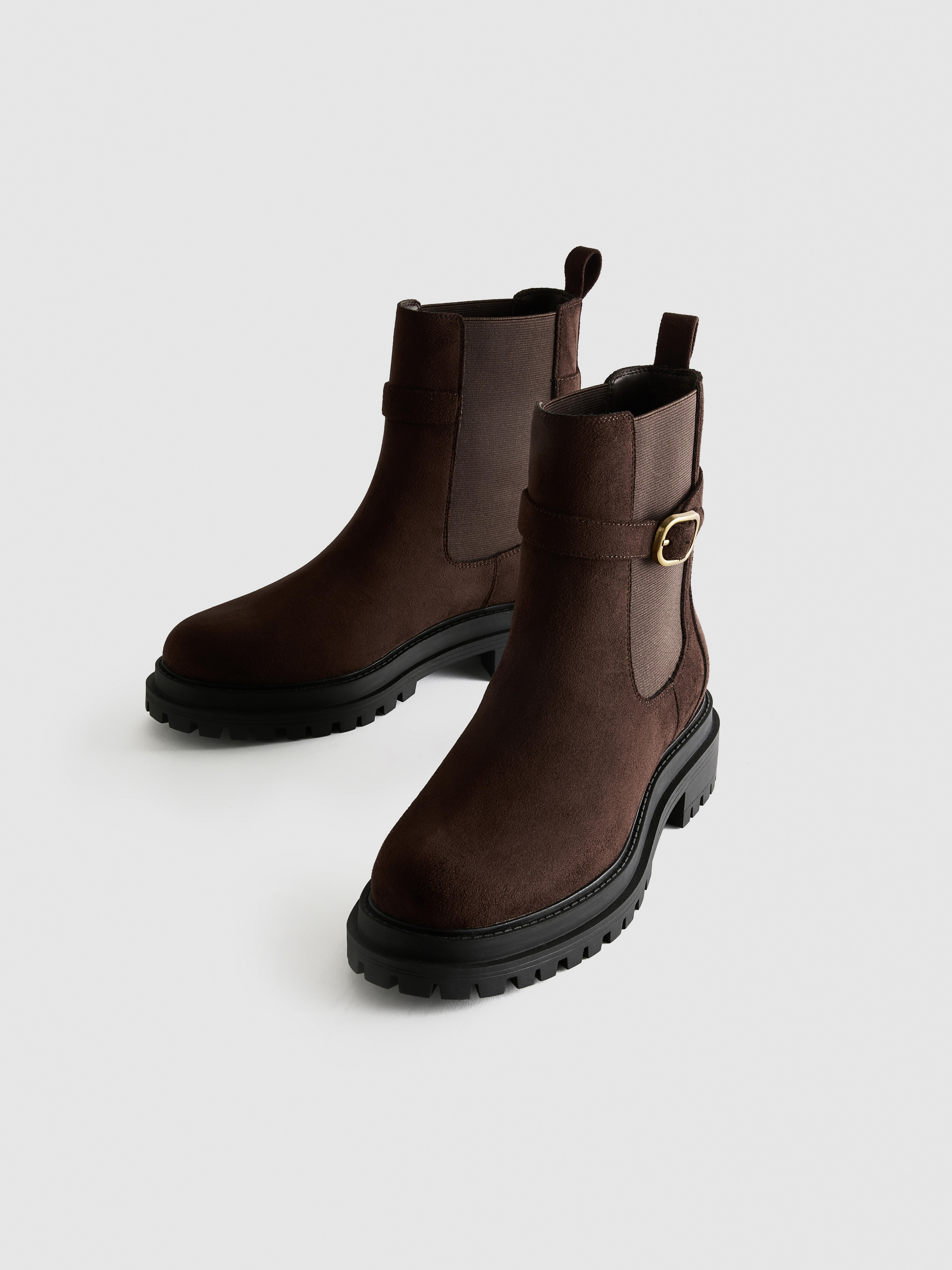 Paula Echevarría Chunky Buckle Chelsea Ankle Boots