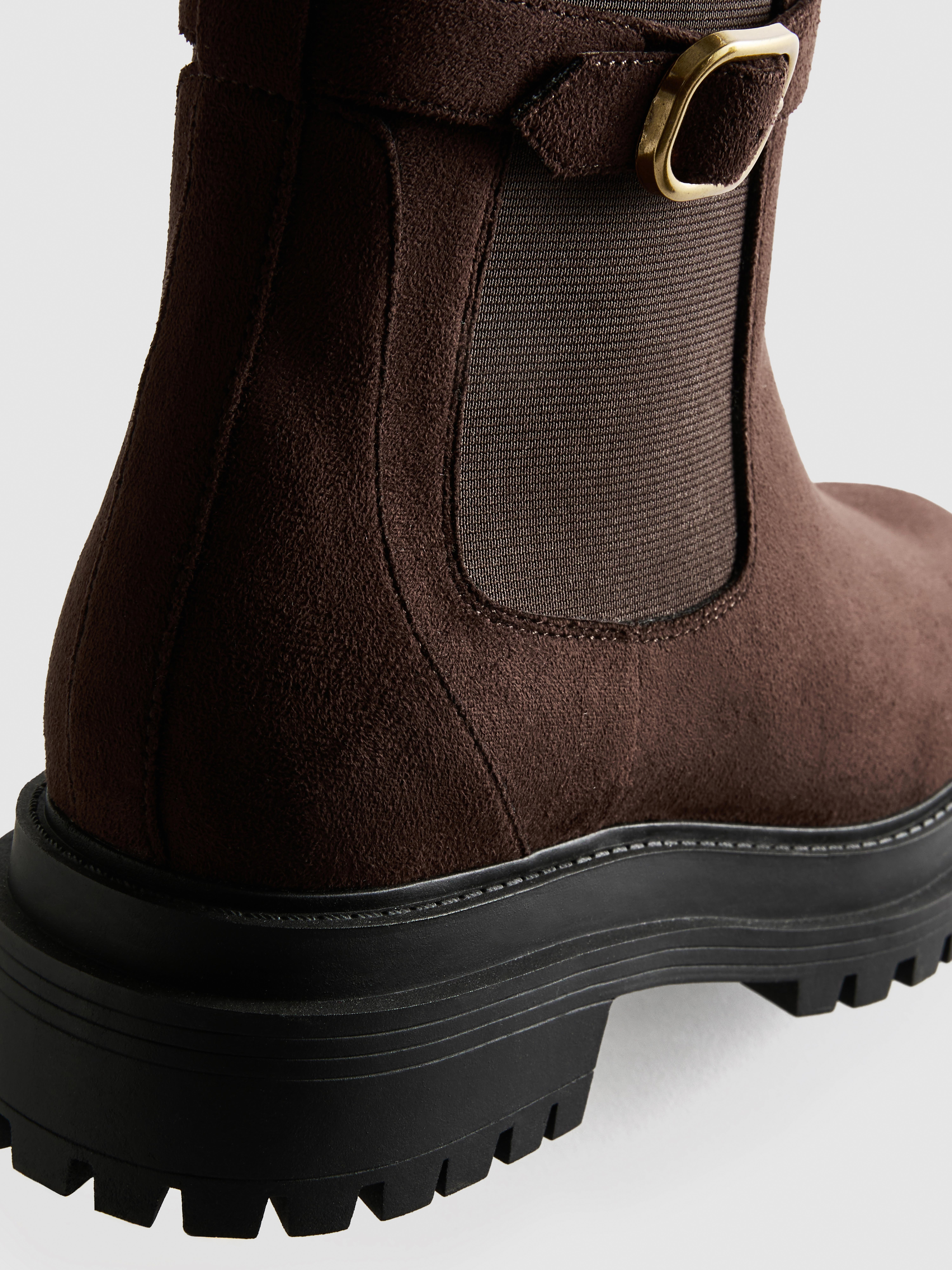 Paula Echevarría Chunky Buckle Chelsea Ankle Boots