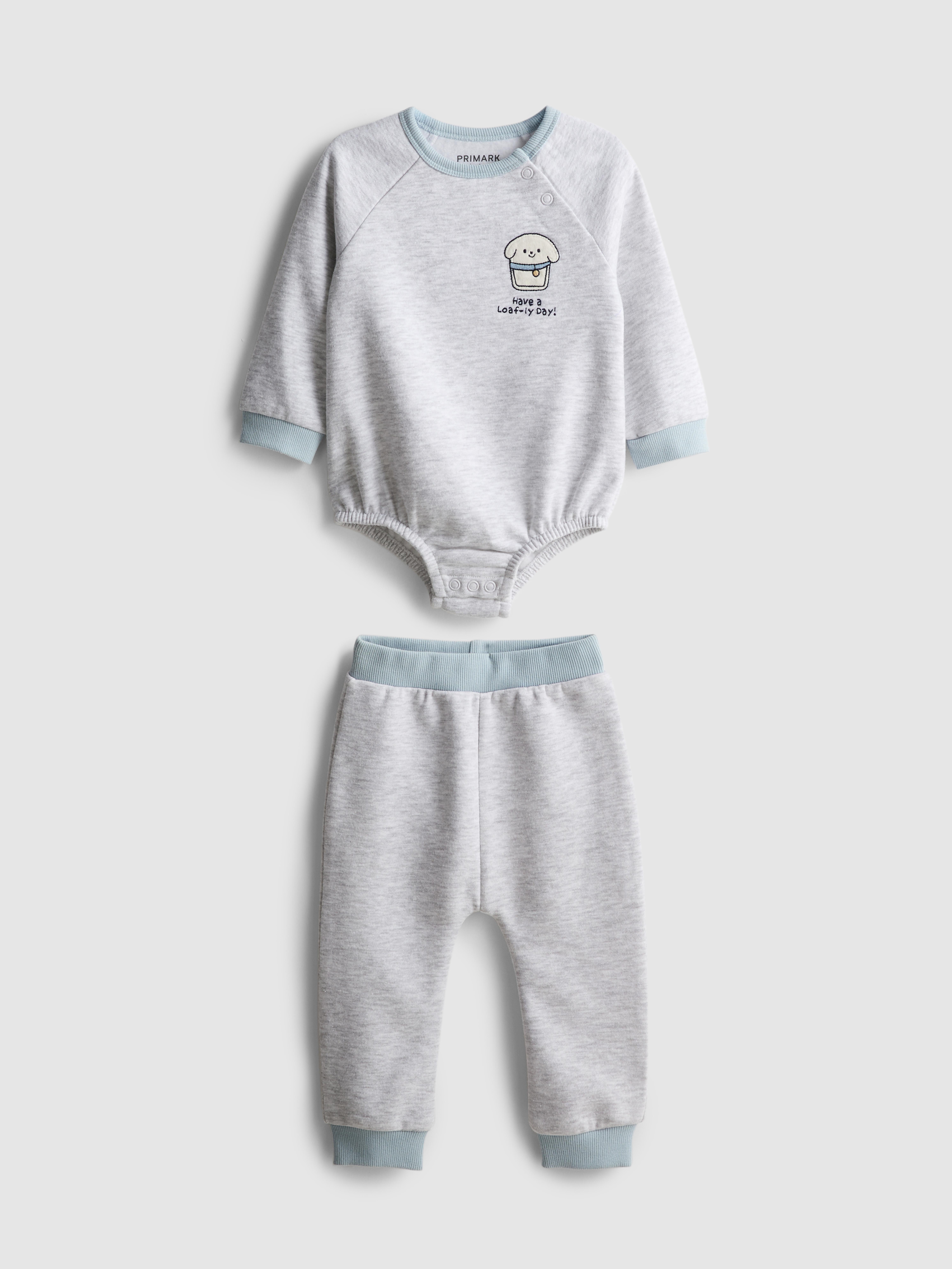 0-18mths | Pure Cotton Bodysuit and Joggers Newborn Set