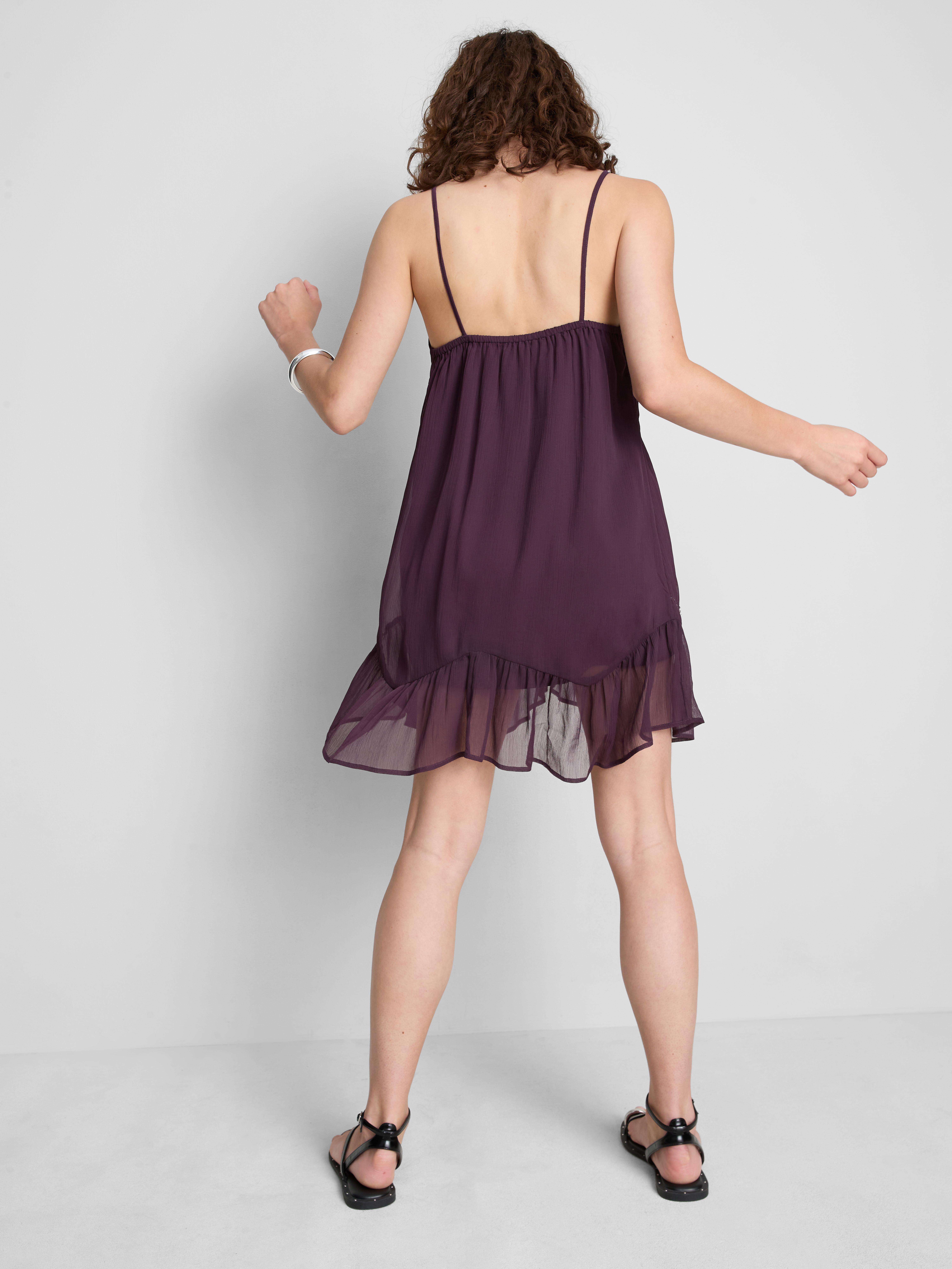 purple dress primark Women's Plum The Primark Scene | Beaded Mesh Mini Dress