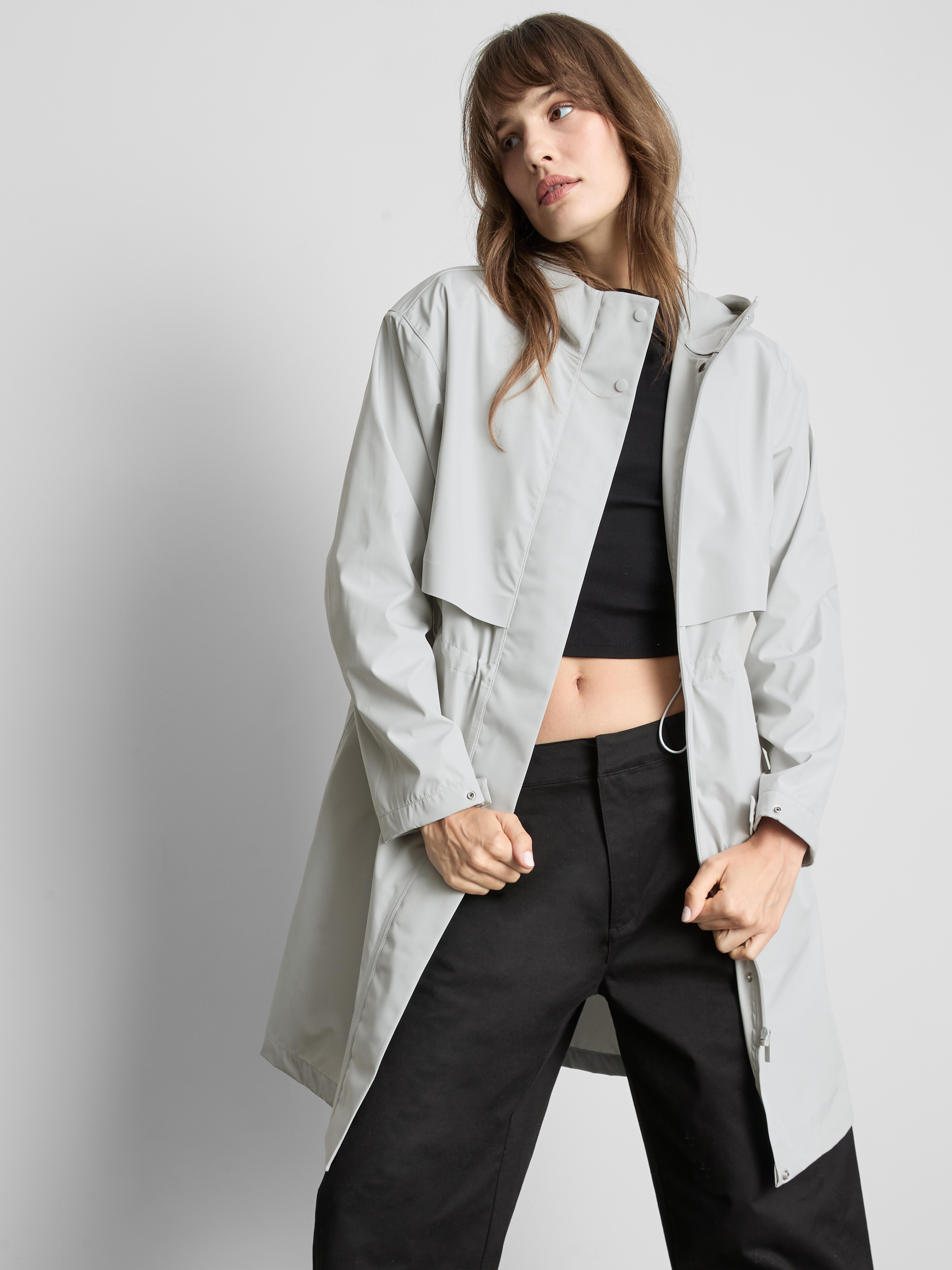 Cinch Detail Longline Raincoat