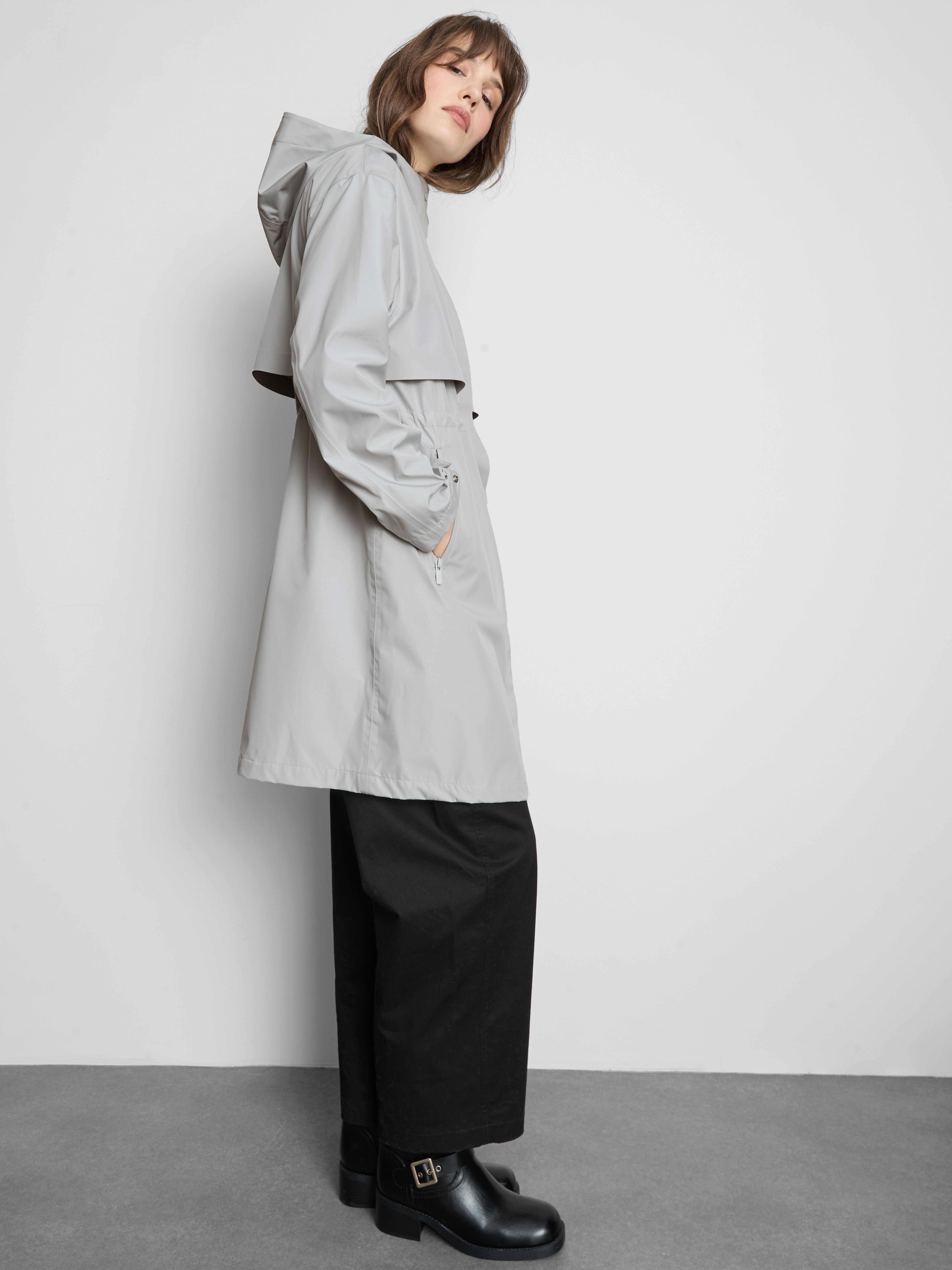 Cinch Detail Longline Raincoat