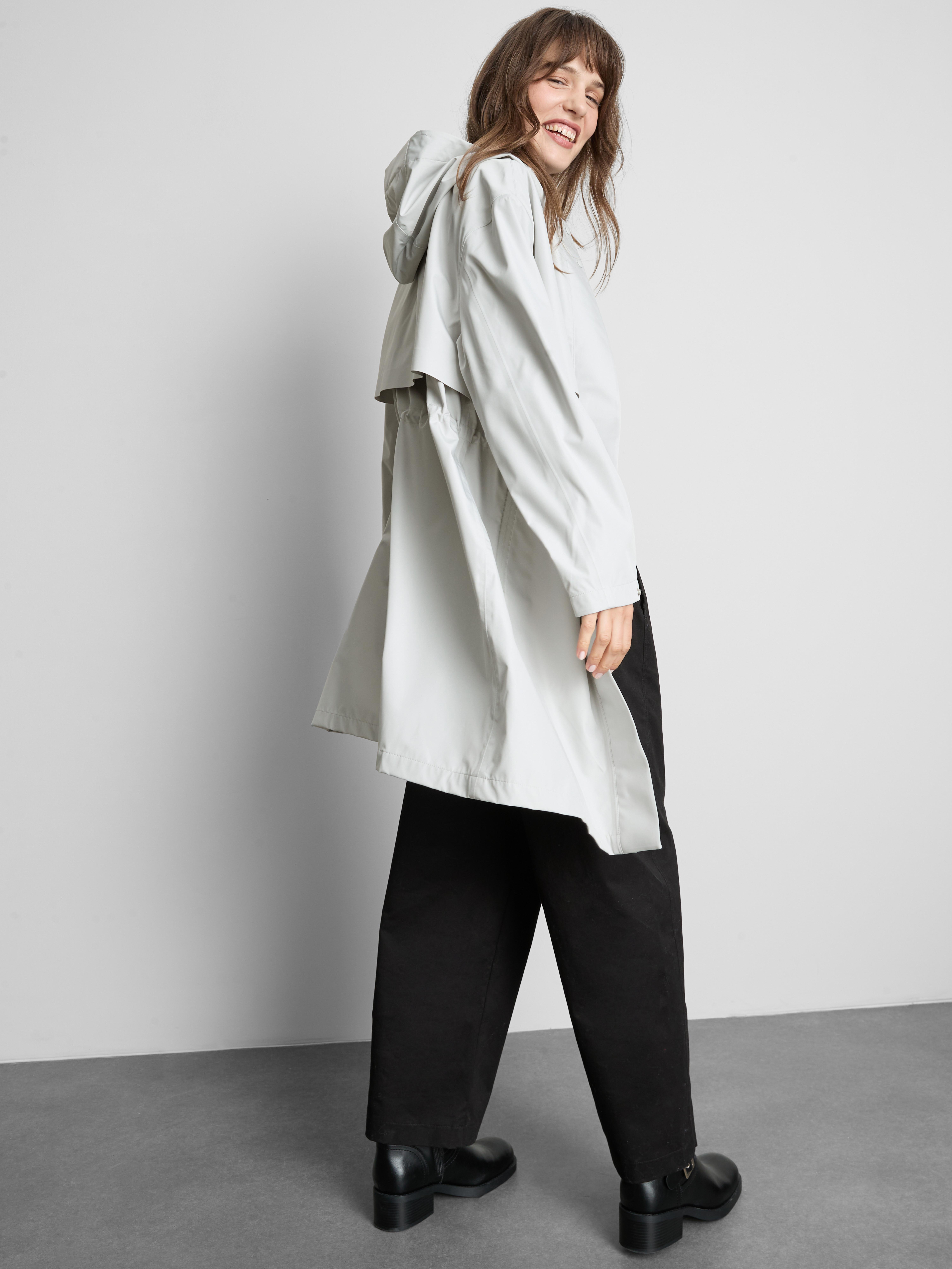Cinch Detail Longline Raincoat