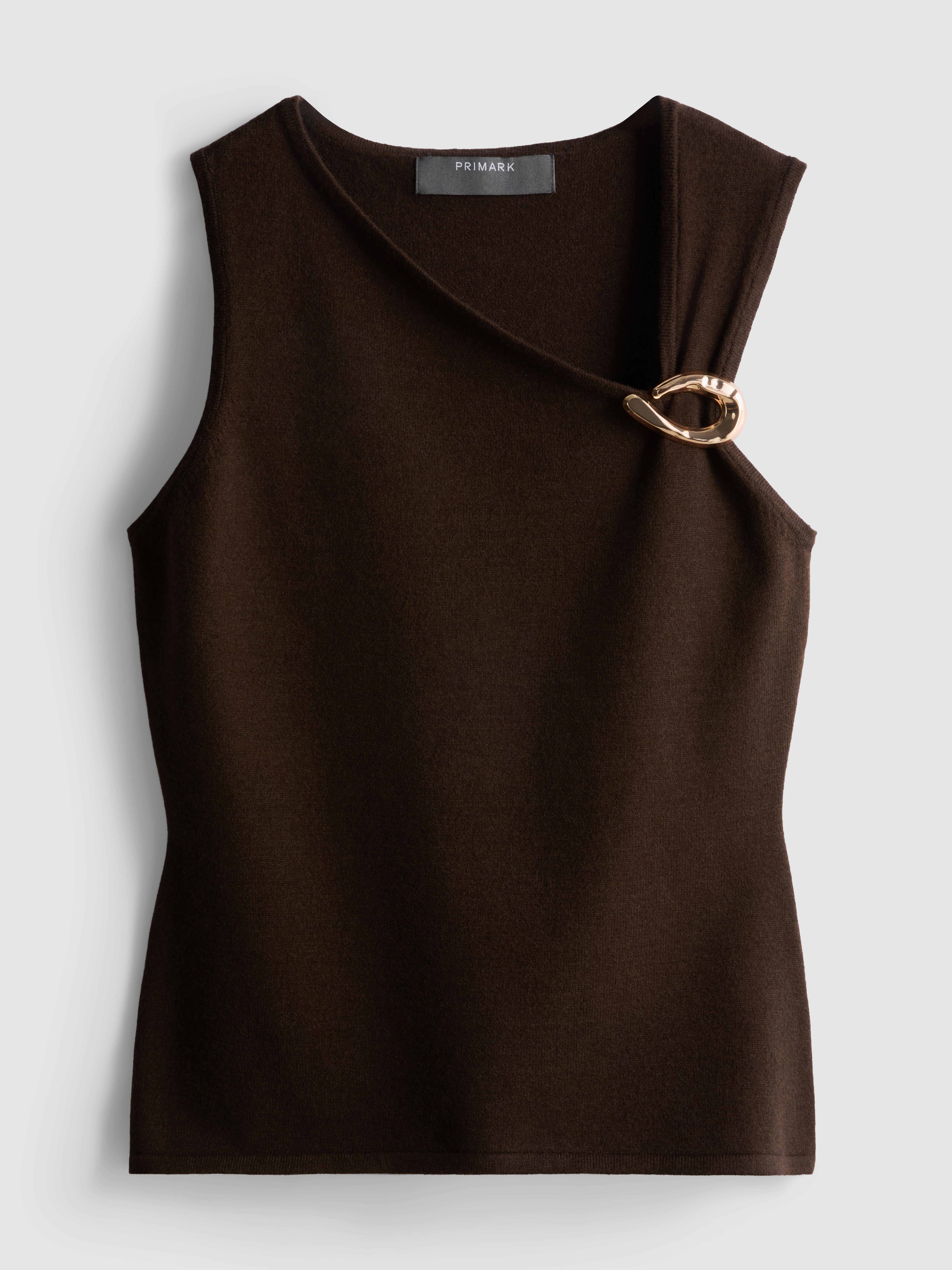 Knitted Brooch Detail Tank Top