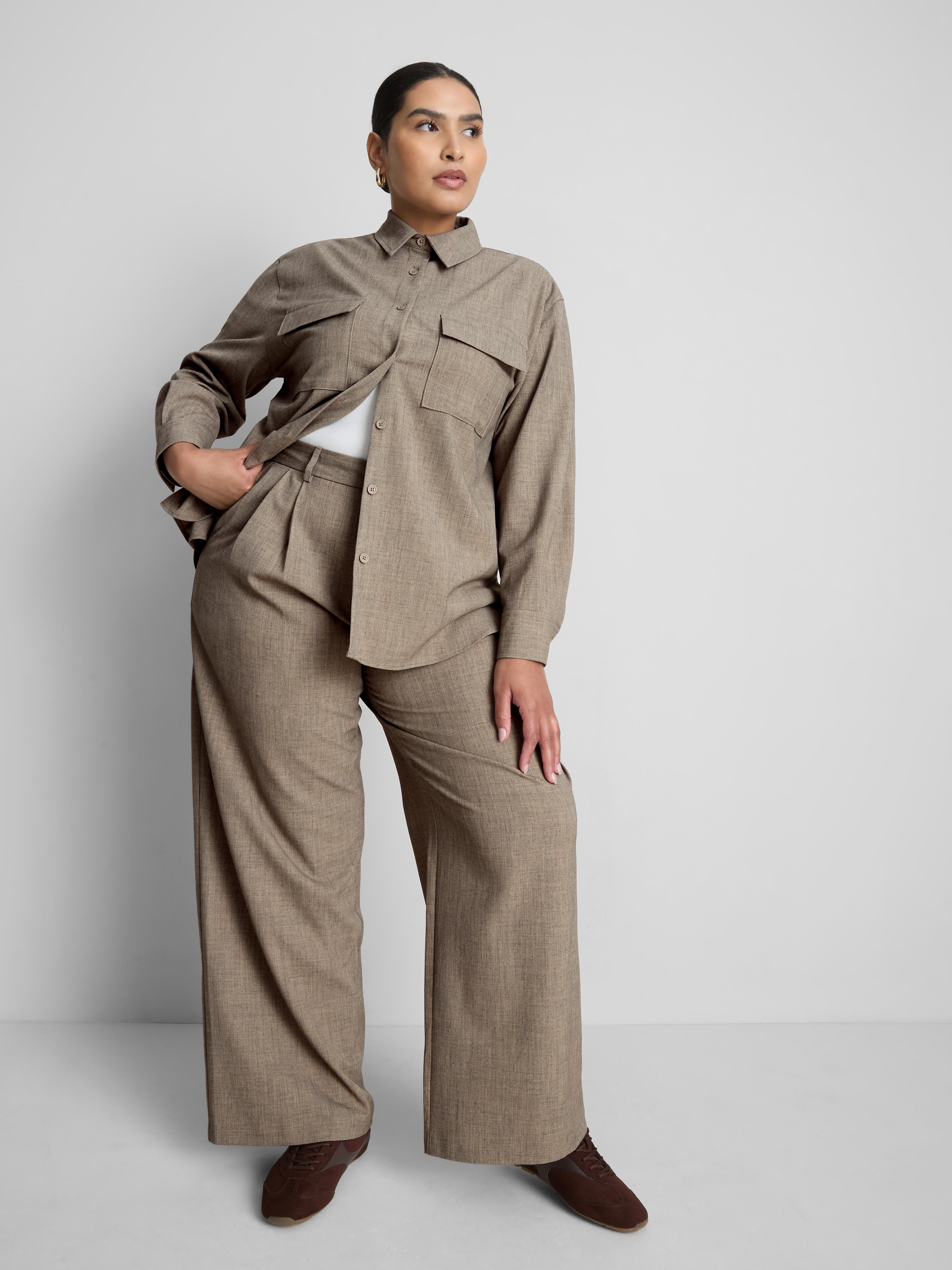 „By Coleen“ Hose mit weitem Bein und Bundfalten