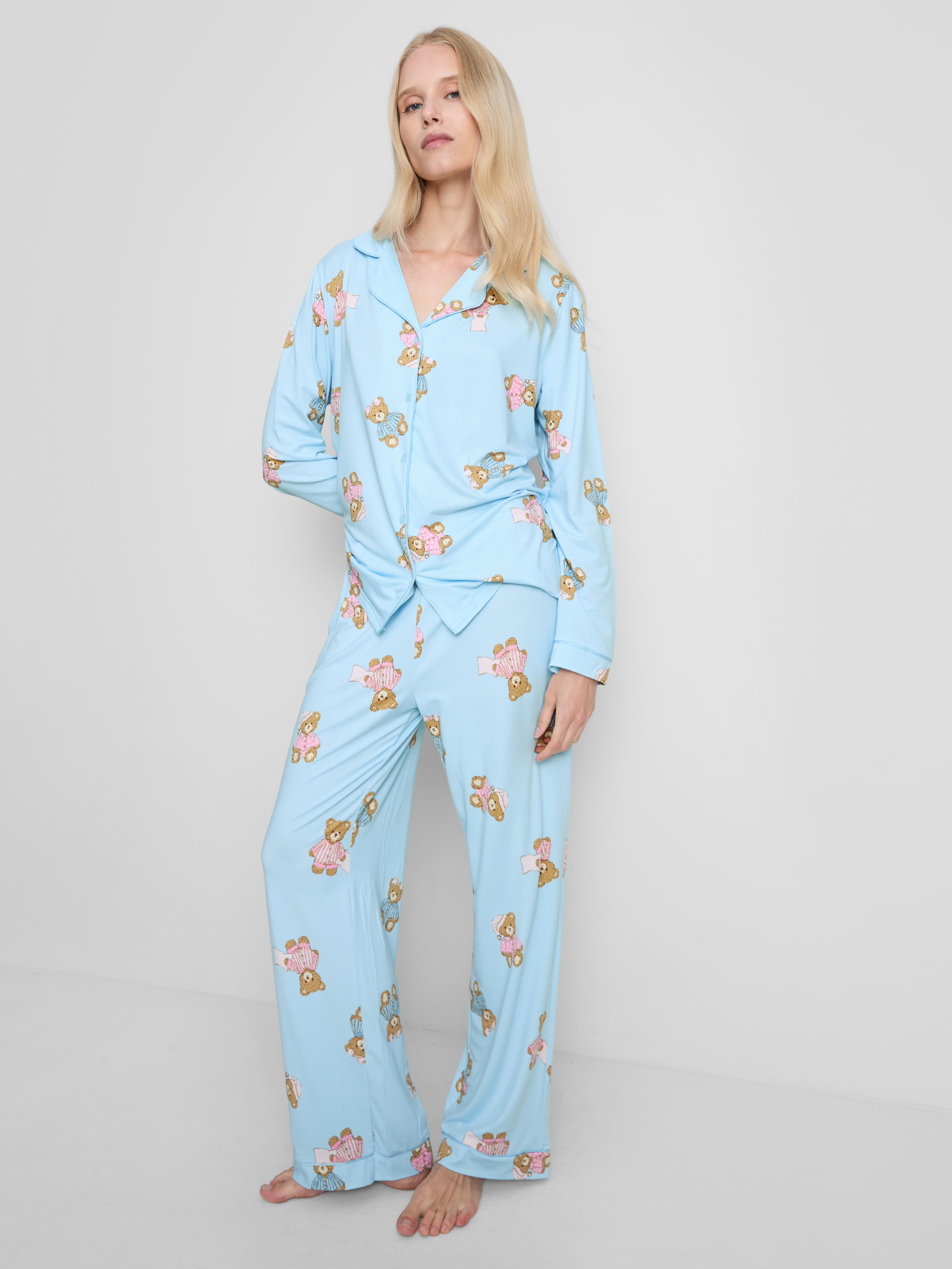 Pijama estilo Boyfriend estampado Azul