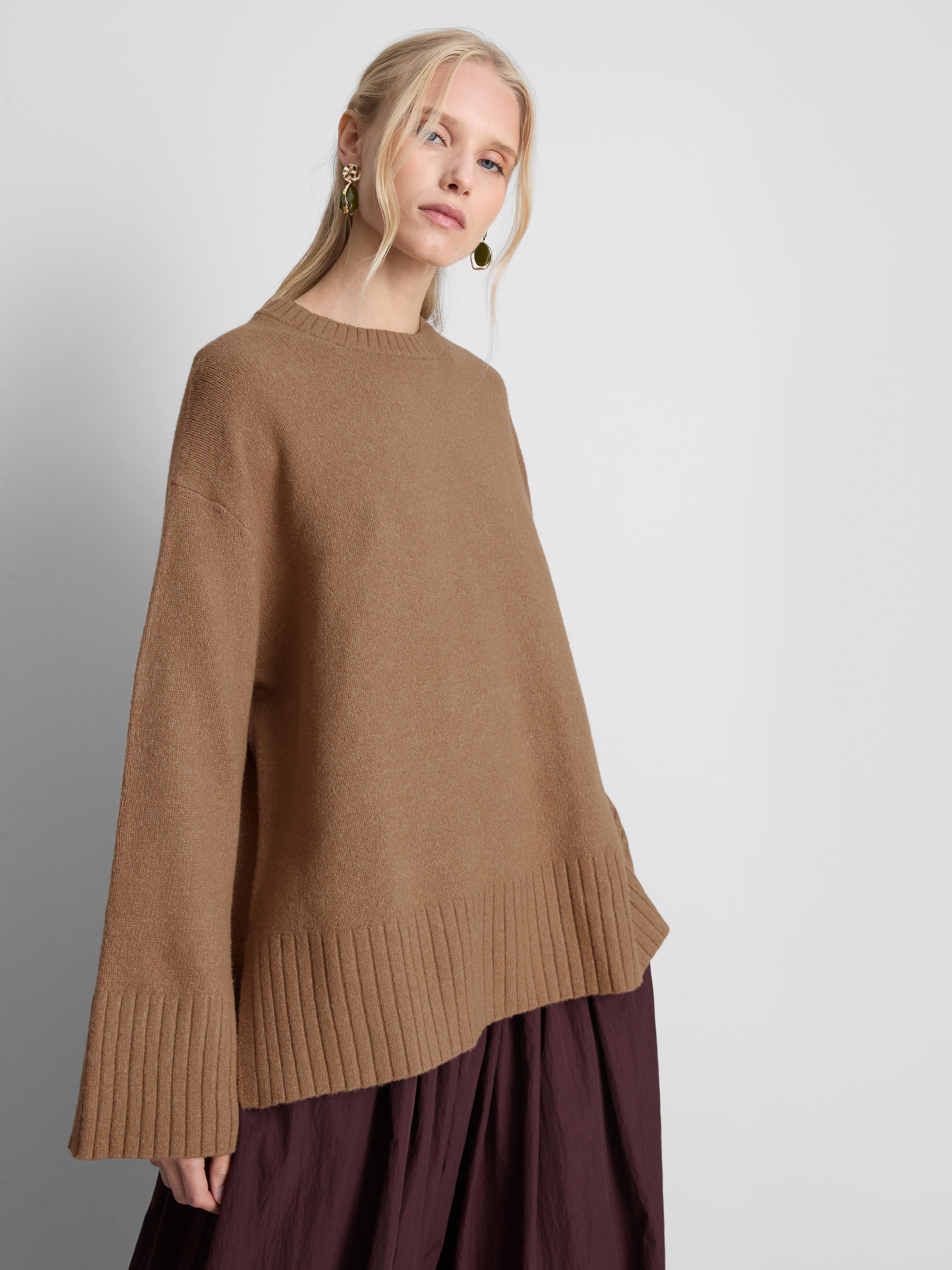 Knitted Wide-Sleeve Sweater