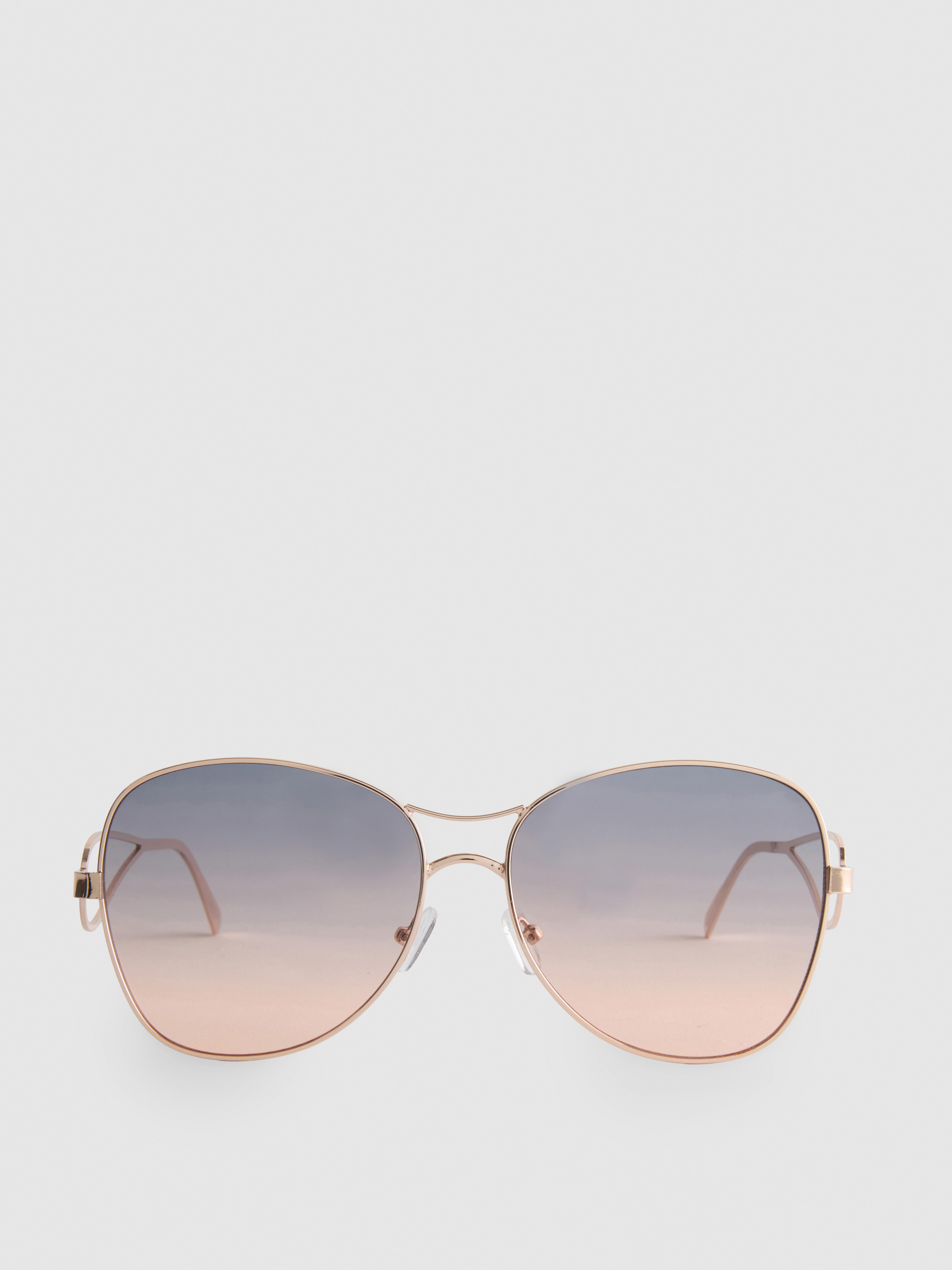 Oversized Aviator Open-Arm Sunglasses