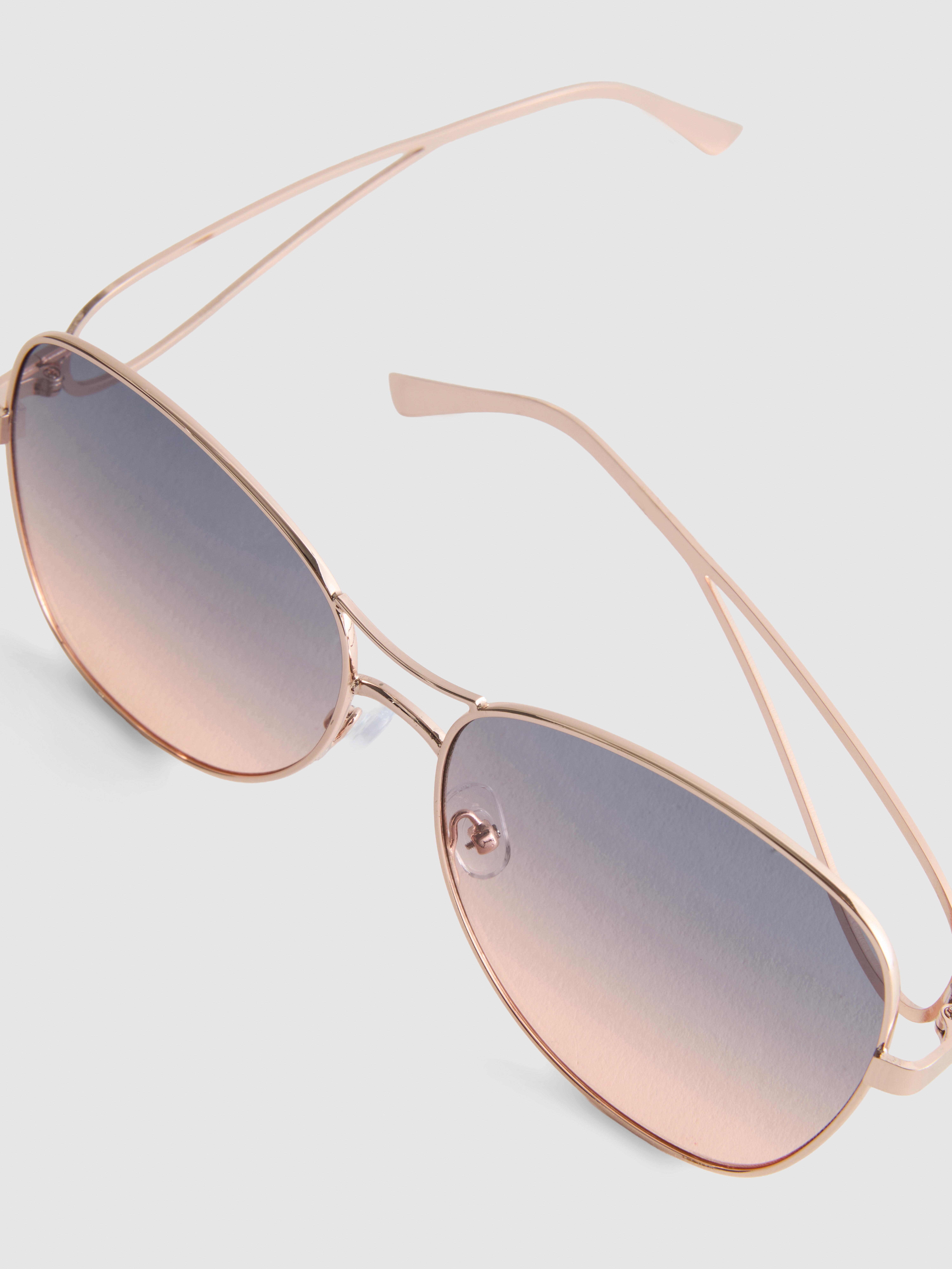 Oversized Aviator Open-Arm Sunglasses