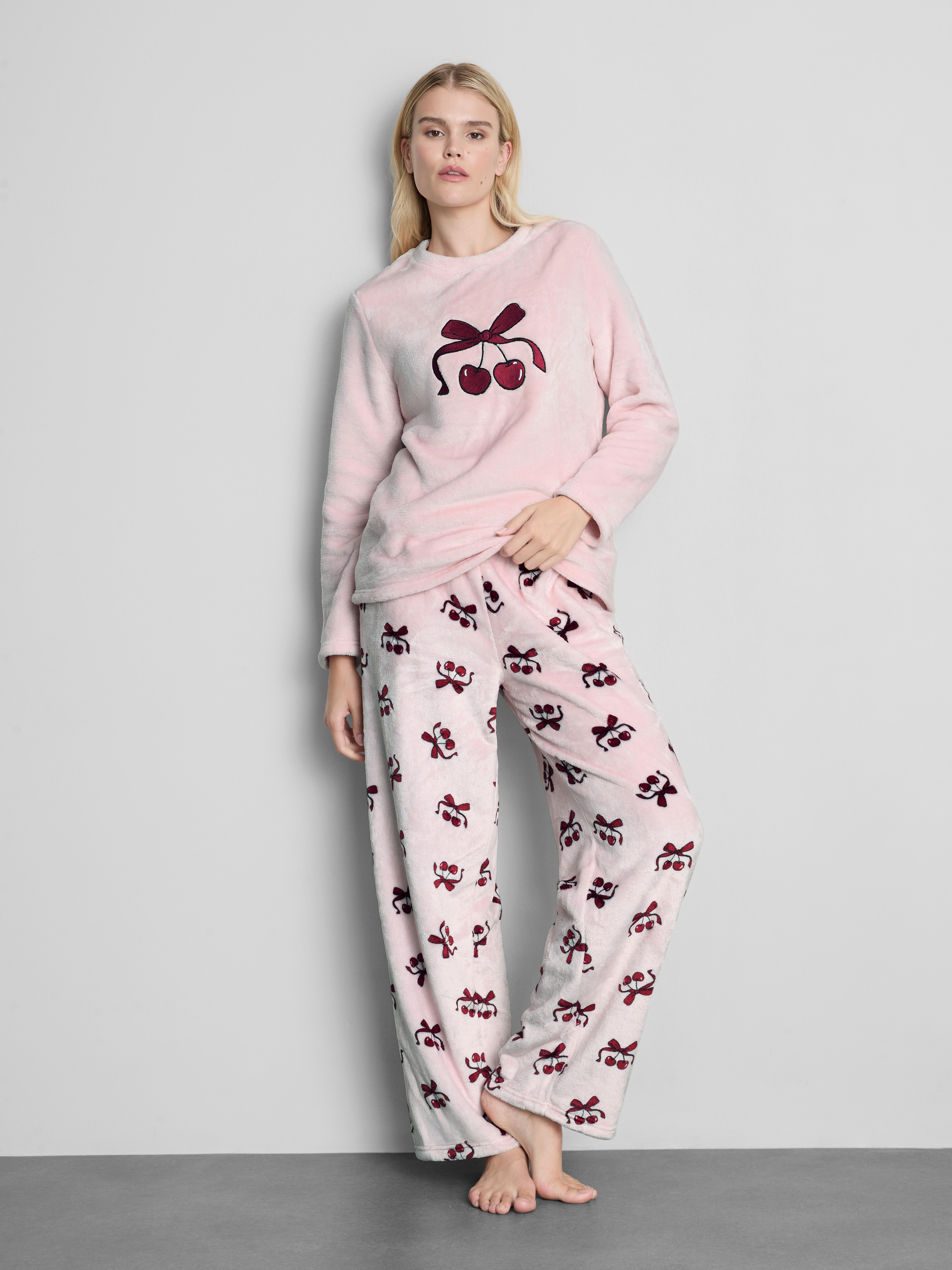 Plush Printed Sweatshirt Pajamas