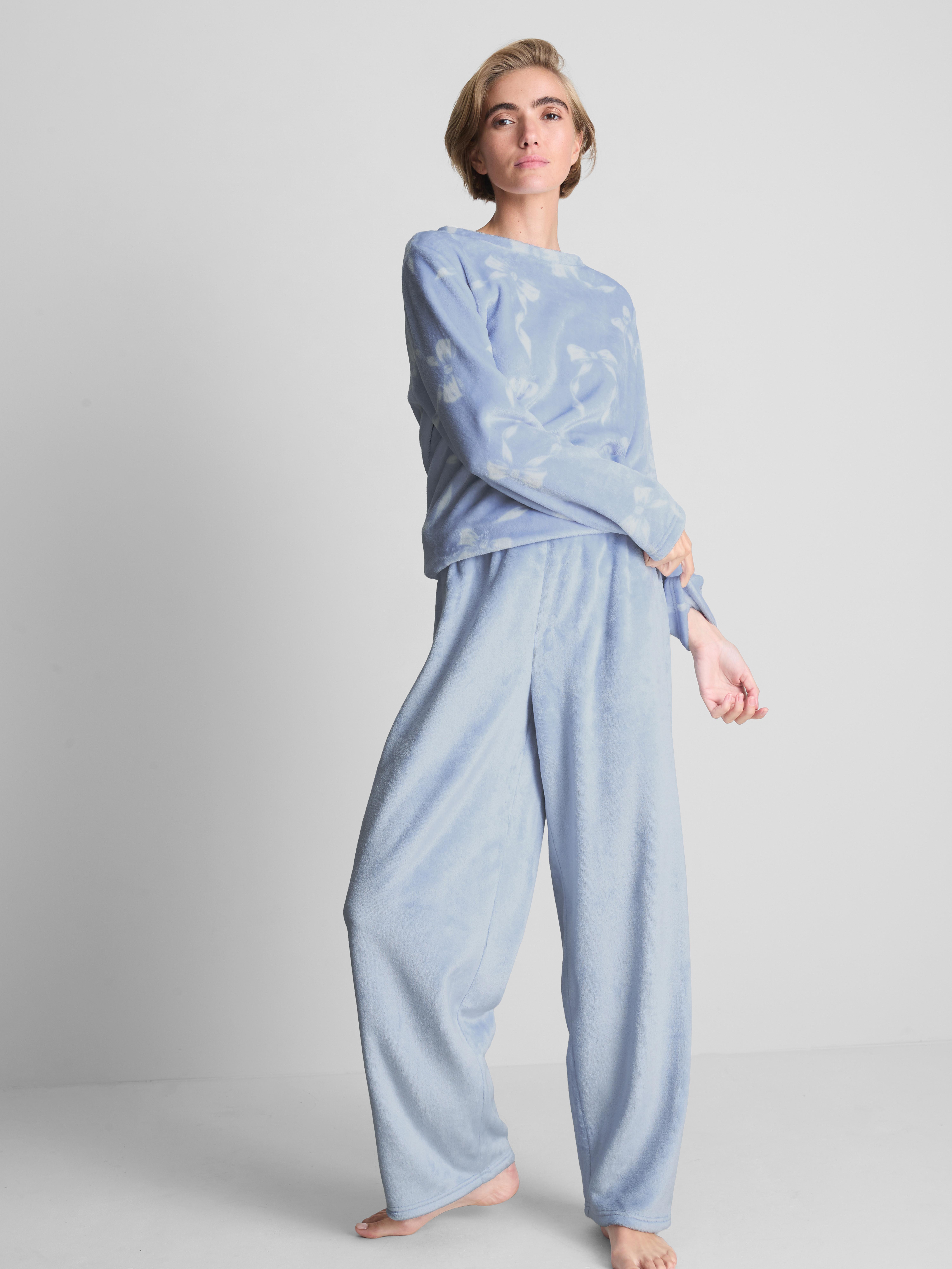Plush Printed Sweatshirt Pajamas