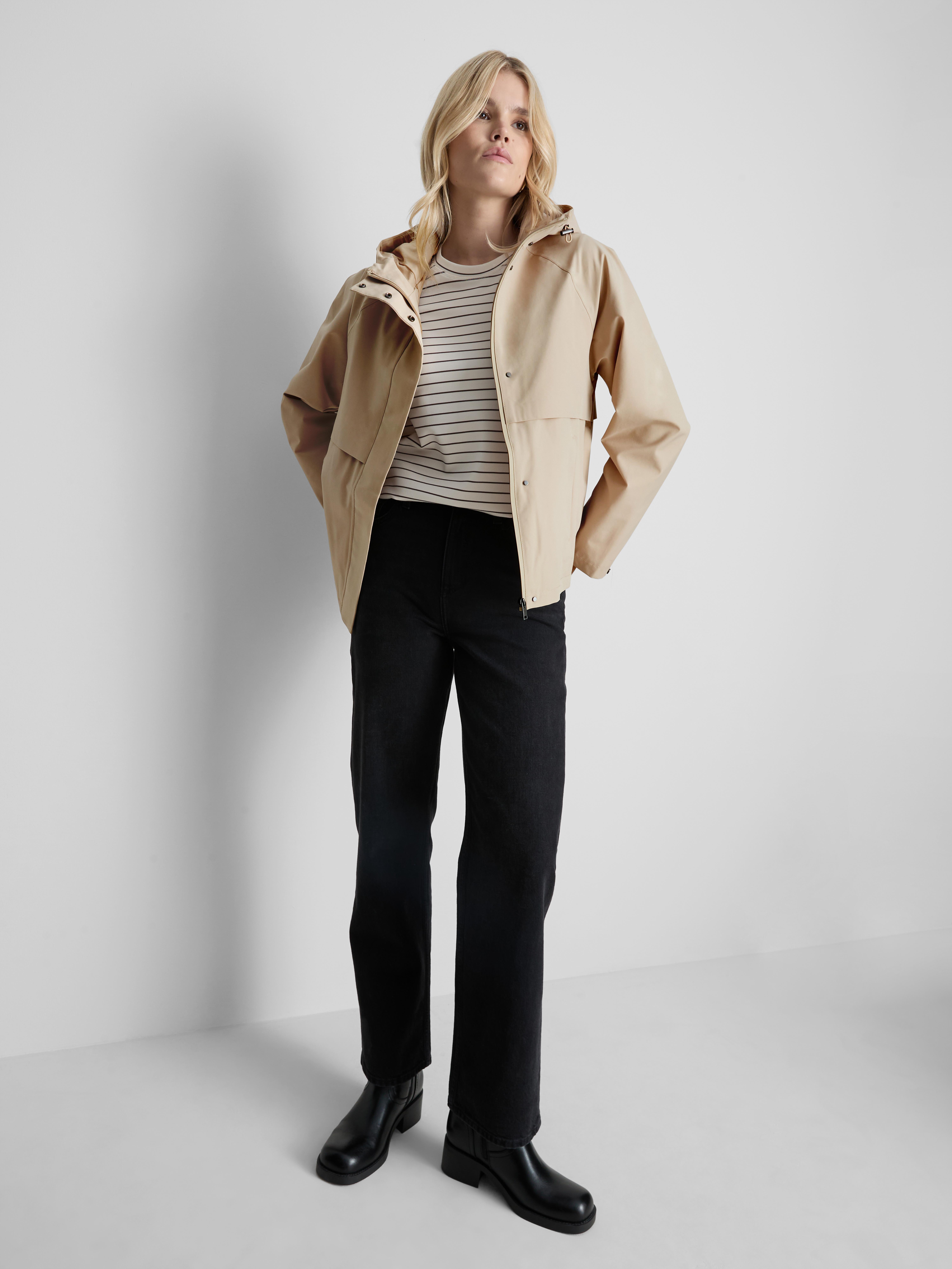 Short Raglan-Sleeve Raincoat