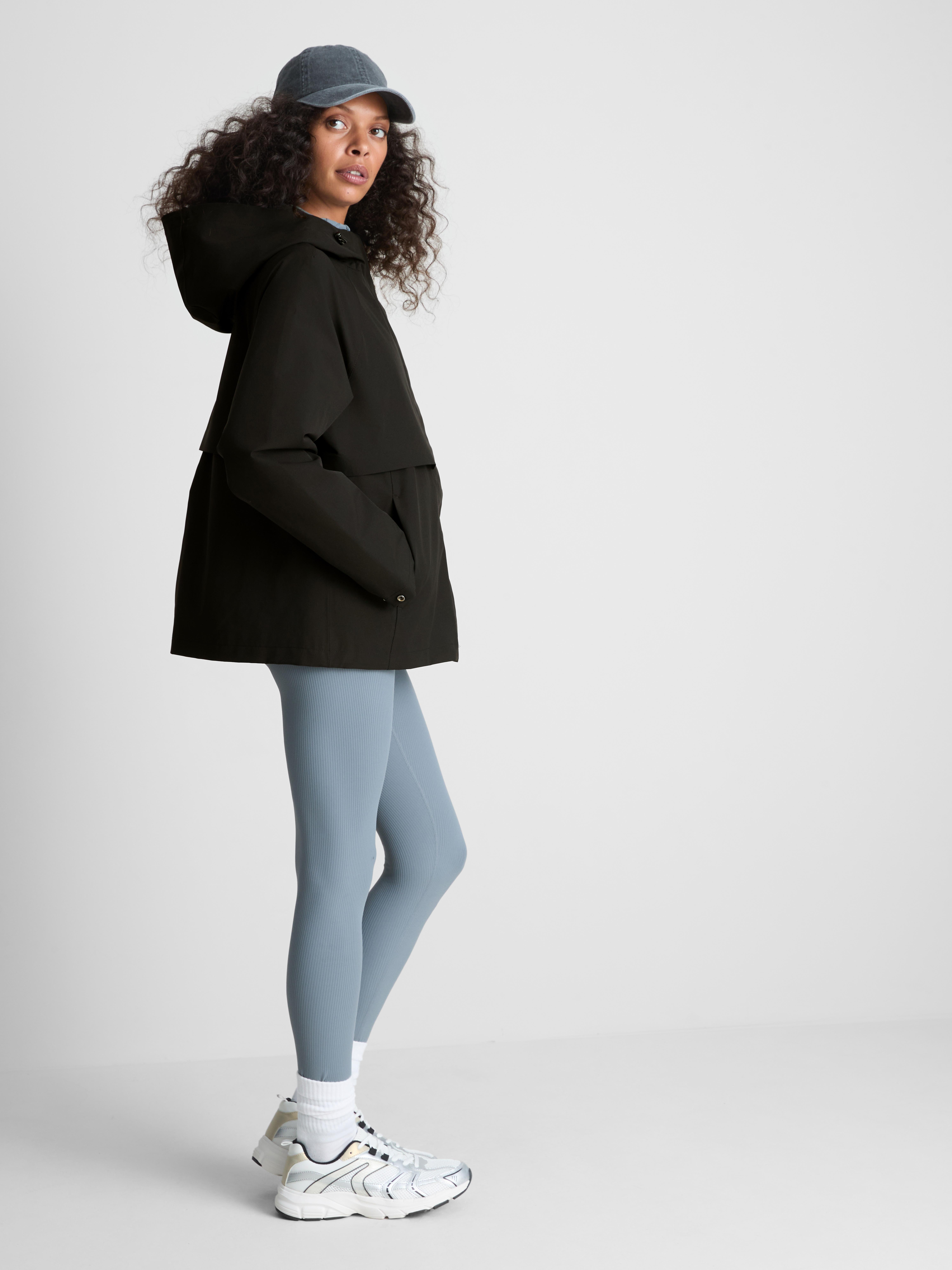 Short Raglan-Sleeve Raincoat