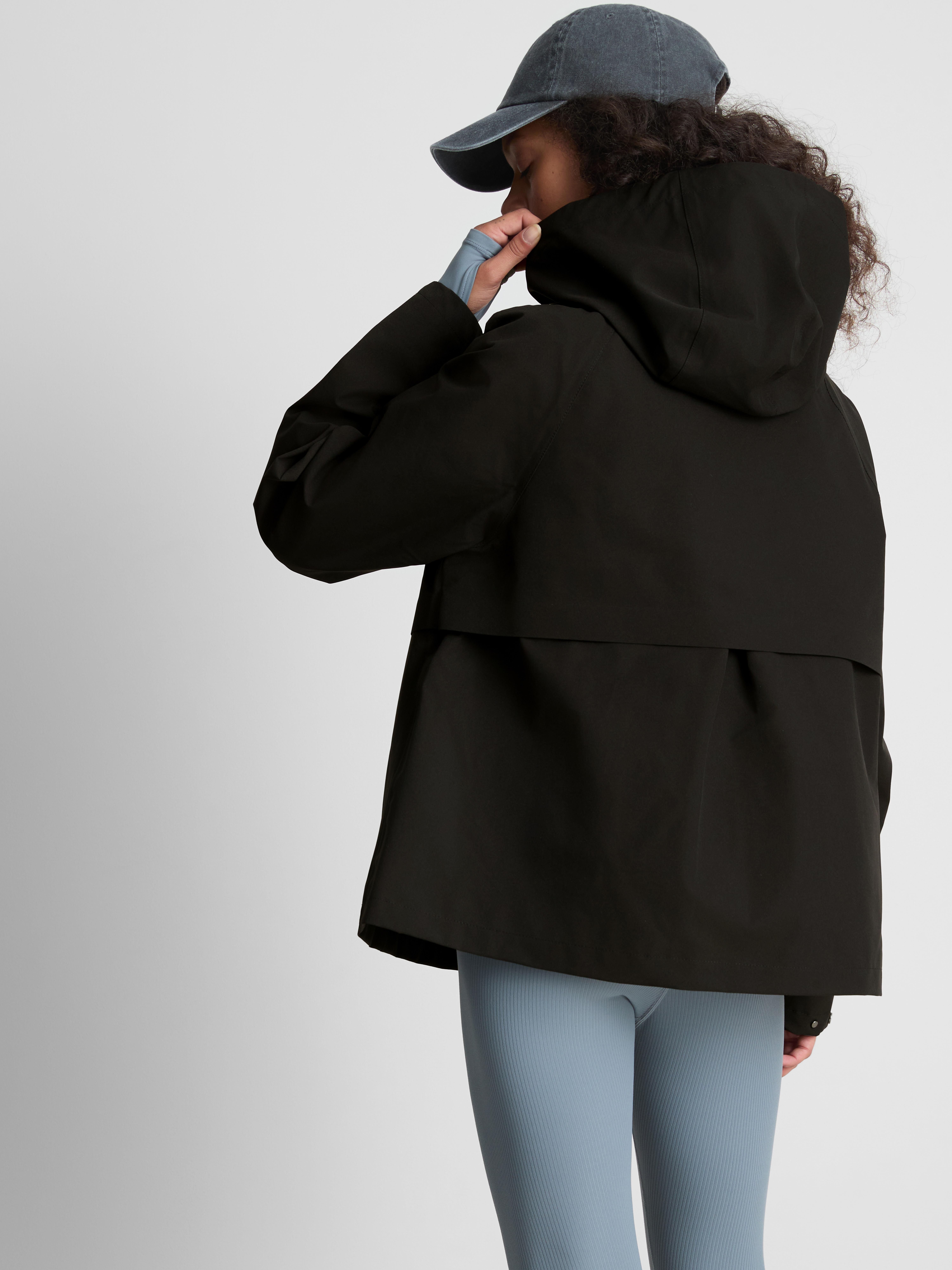 Short Raglan-Sleeve Raincoat