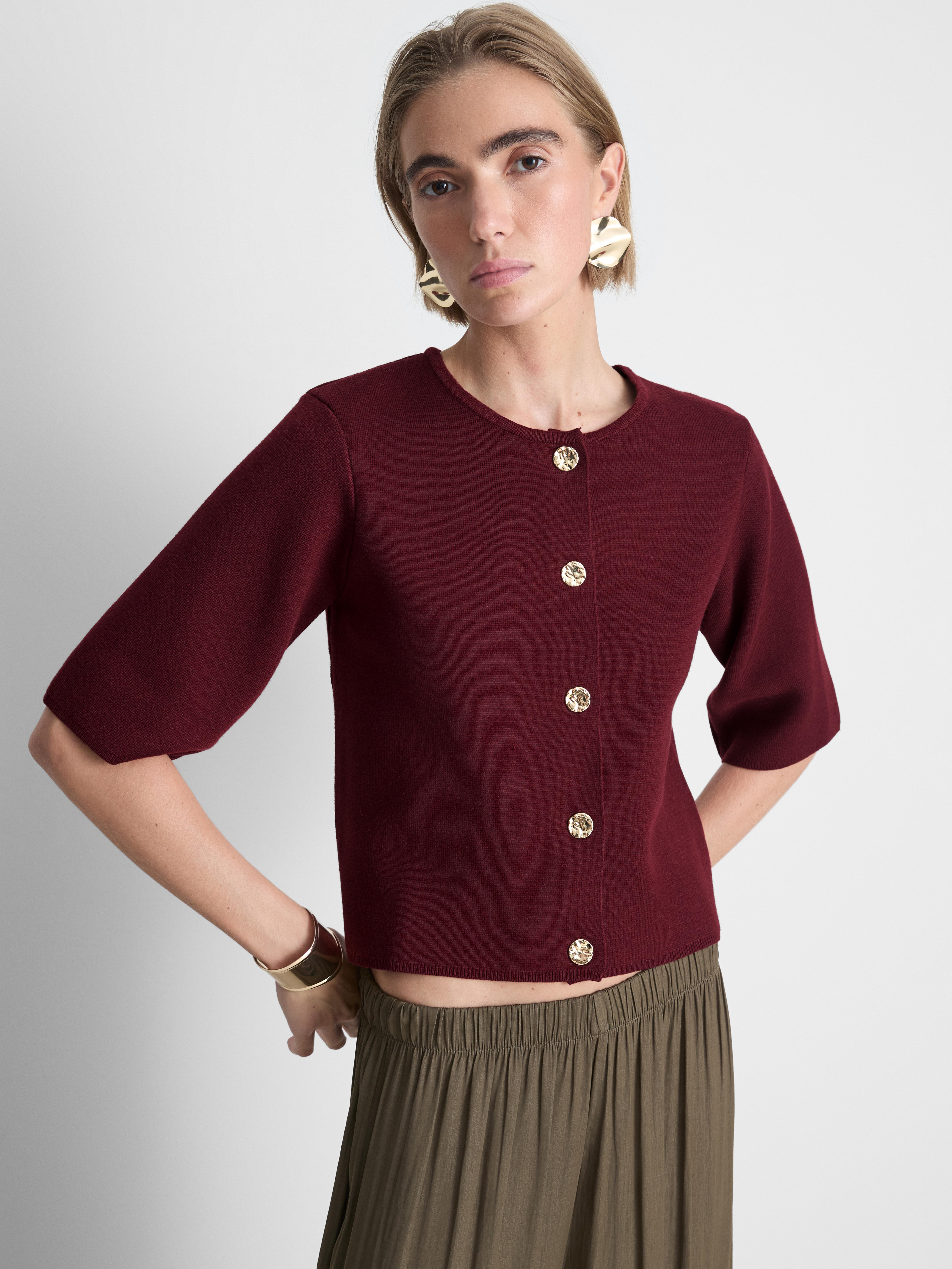 Wijdvallend vest met ronde hals