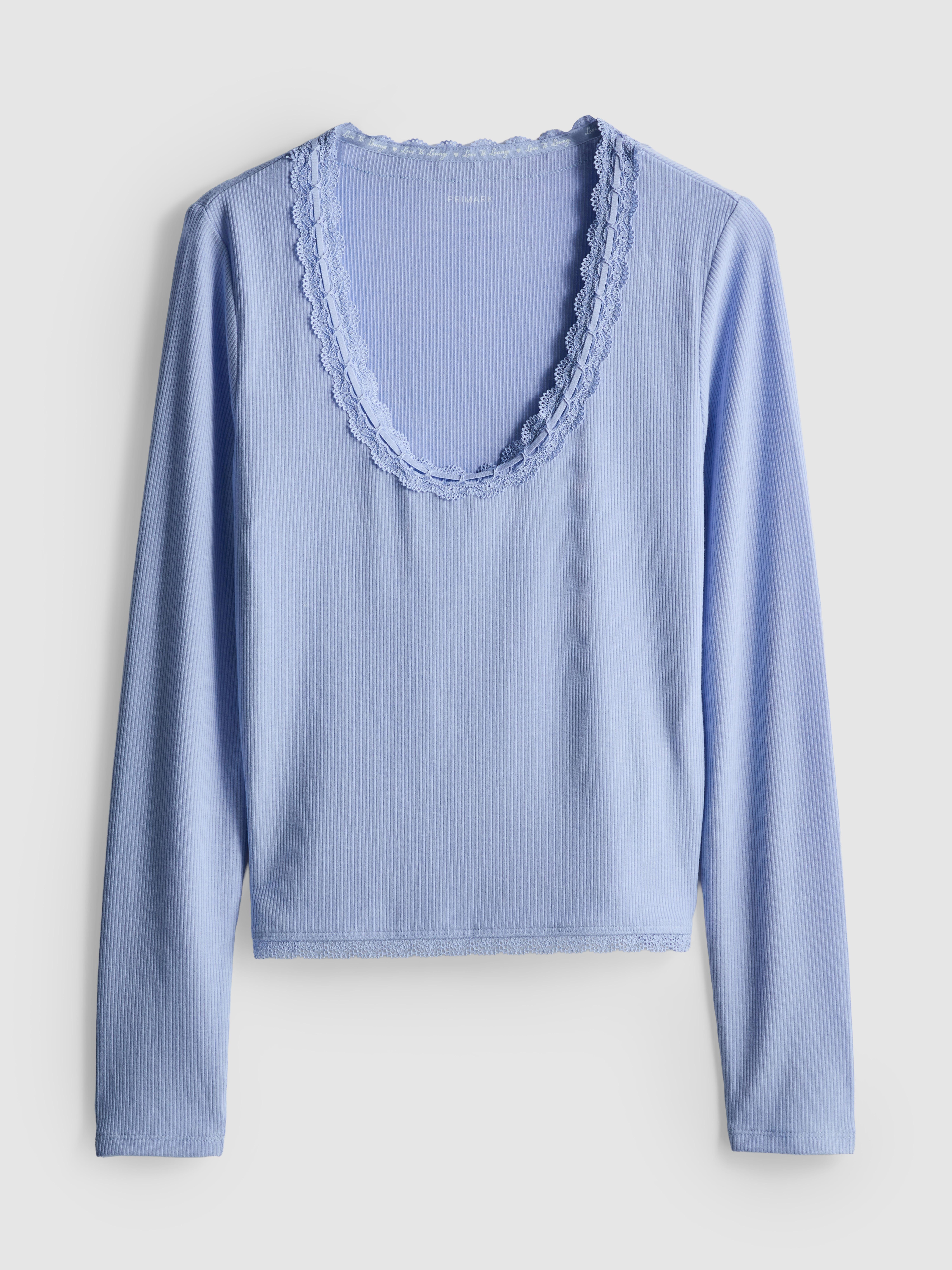 Maglia del pigiama a coste con pizzo Love To Lounge