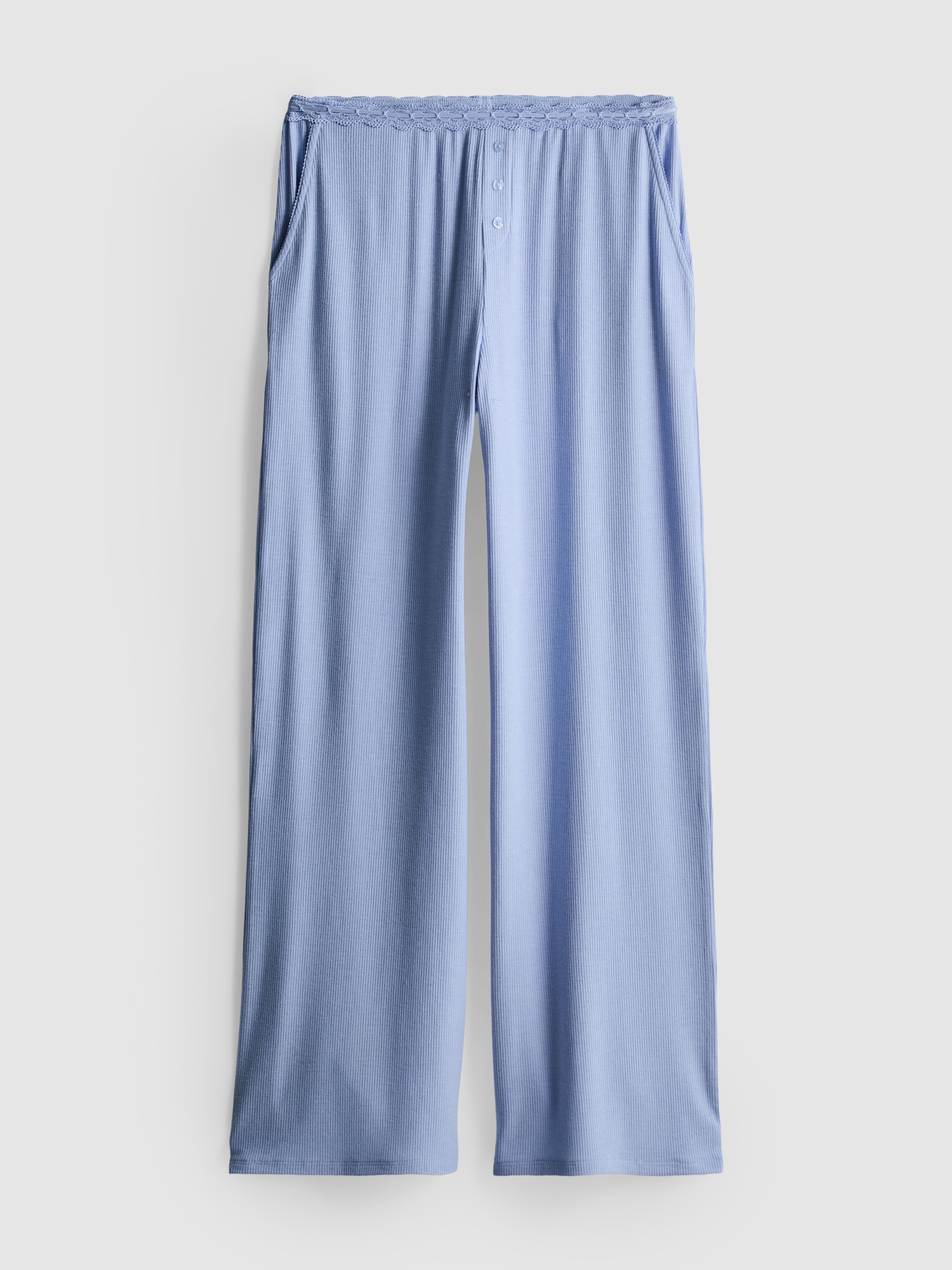 Love To Lounge Ribbed Contrast Lace Pajama Bottoms