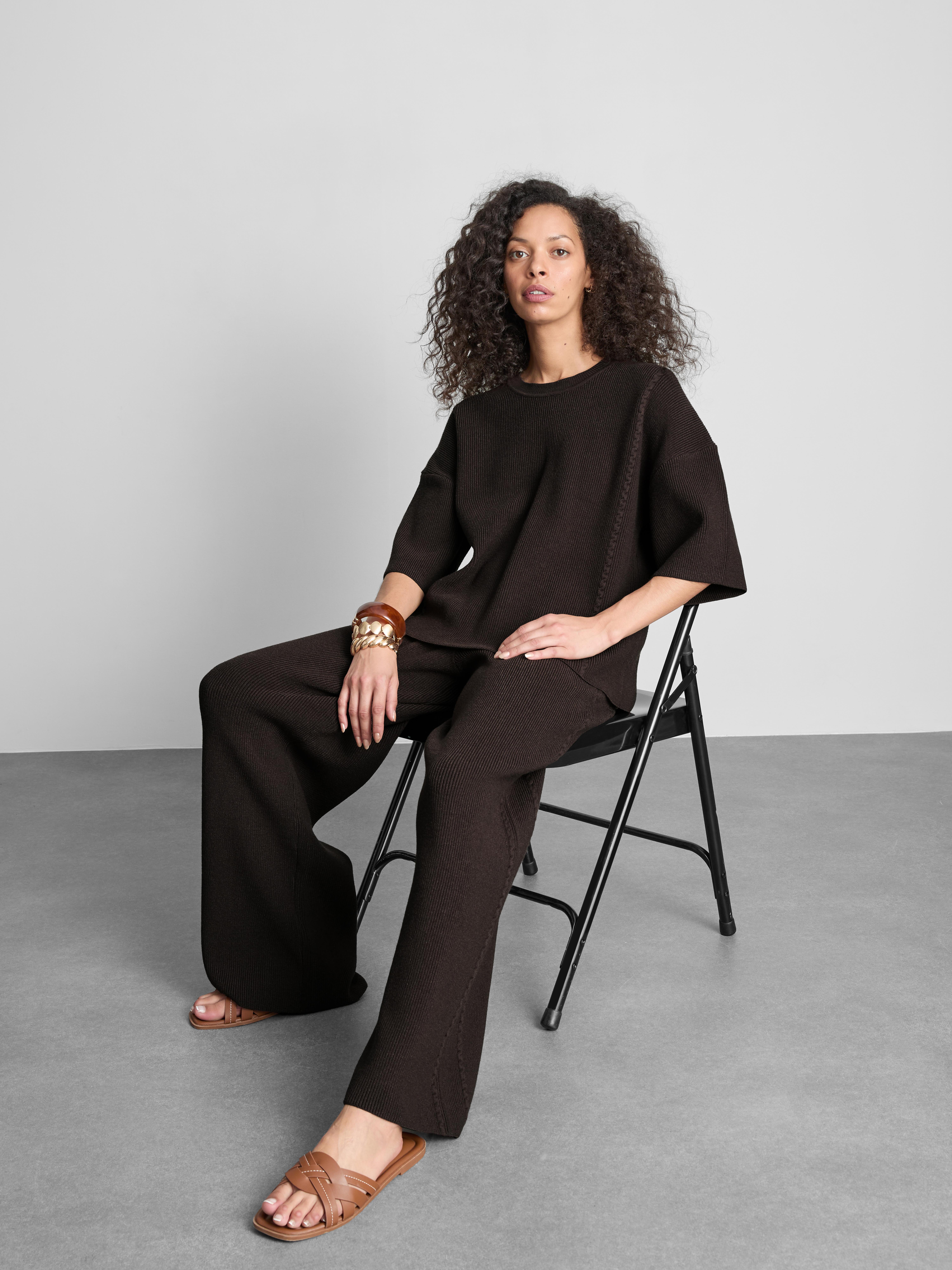 Knitted Dropped Sleeve T-Shirt