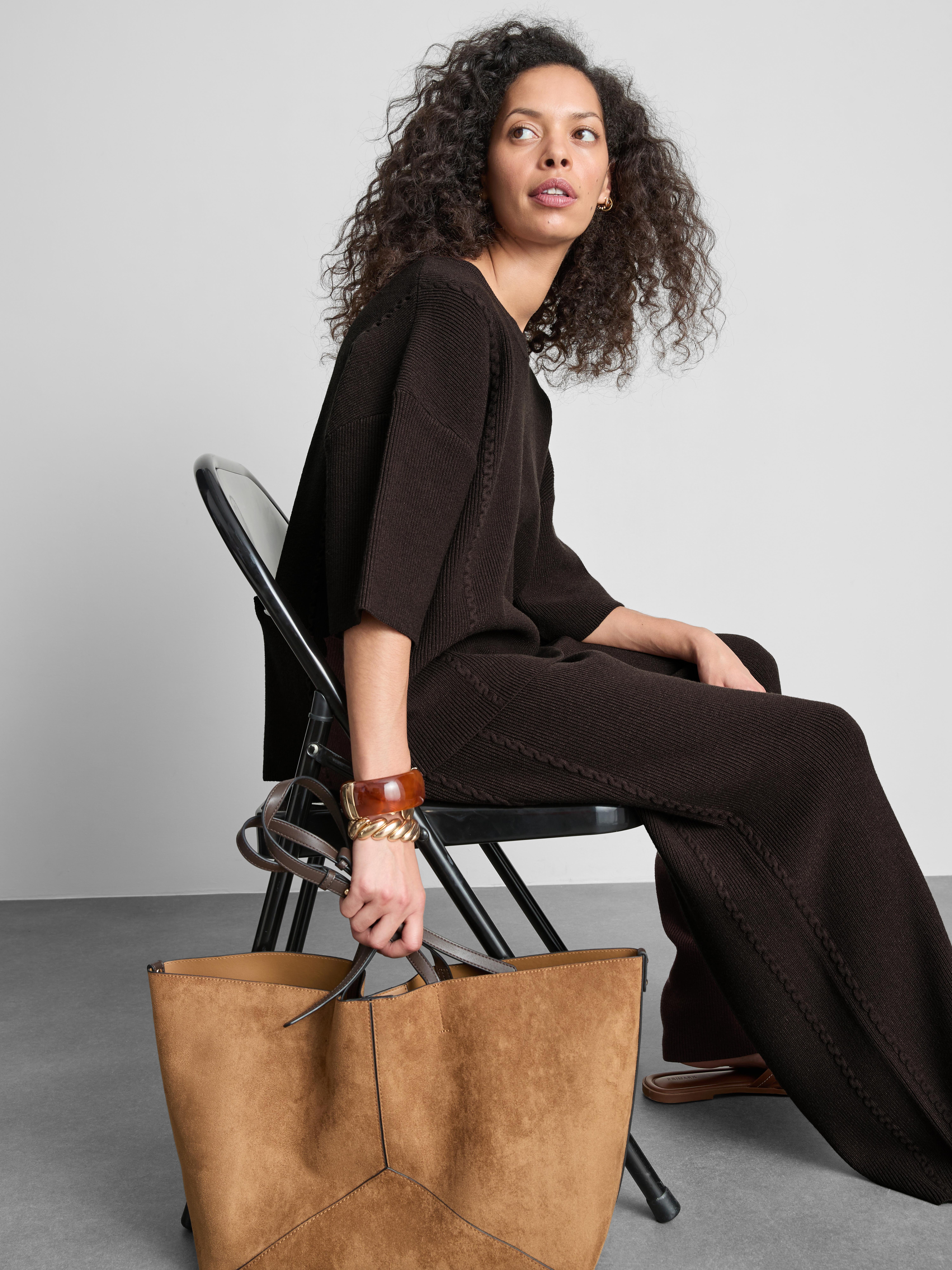 Knitted Dropped Sleeve T-Shirt