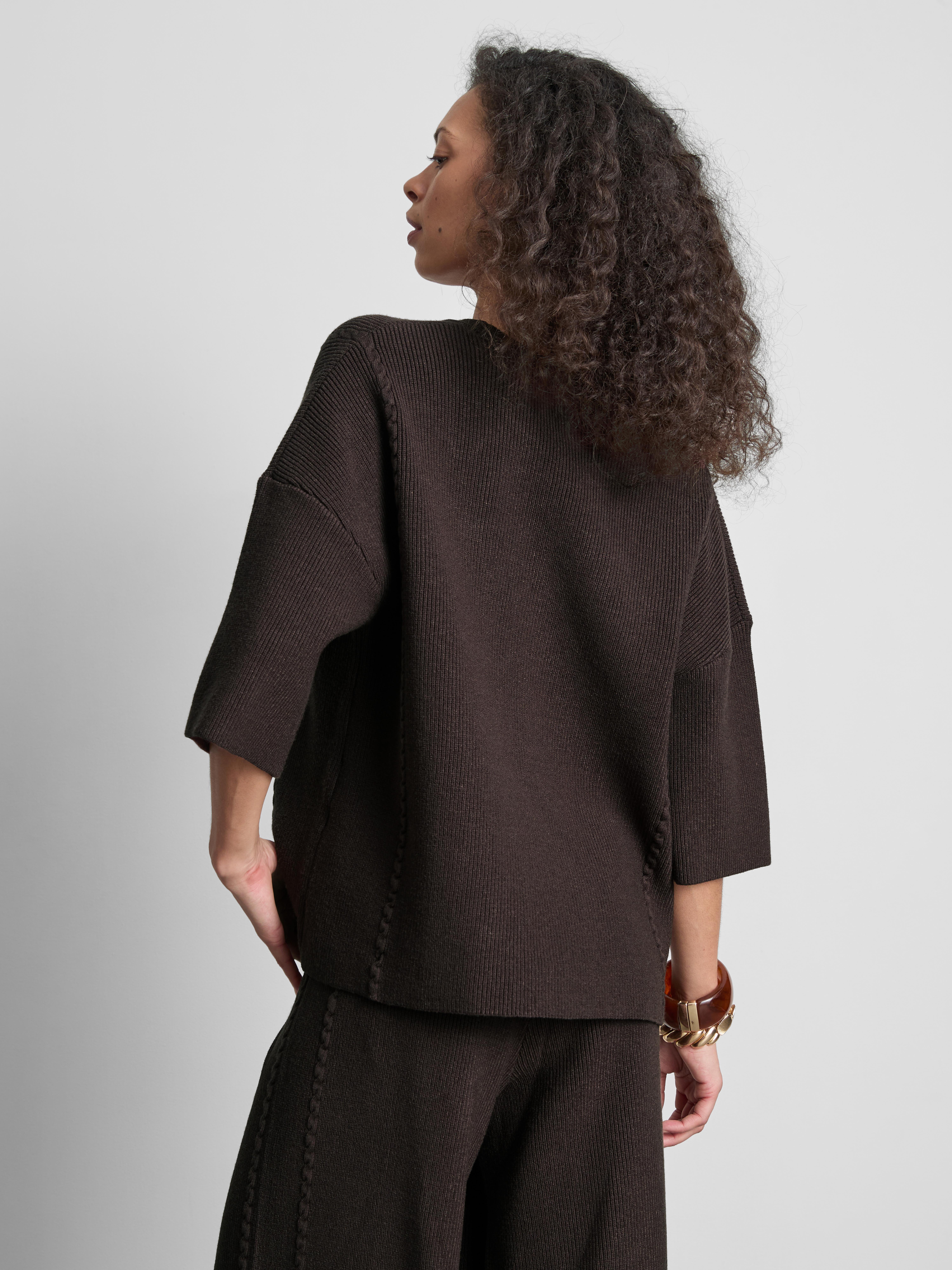 Knitted Dropped Sleeve T-Shirt