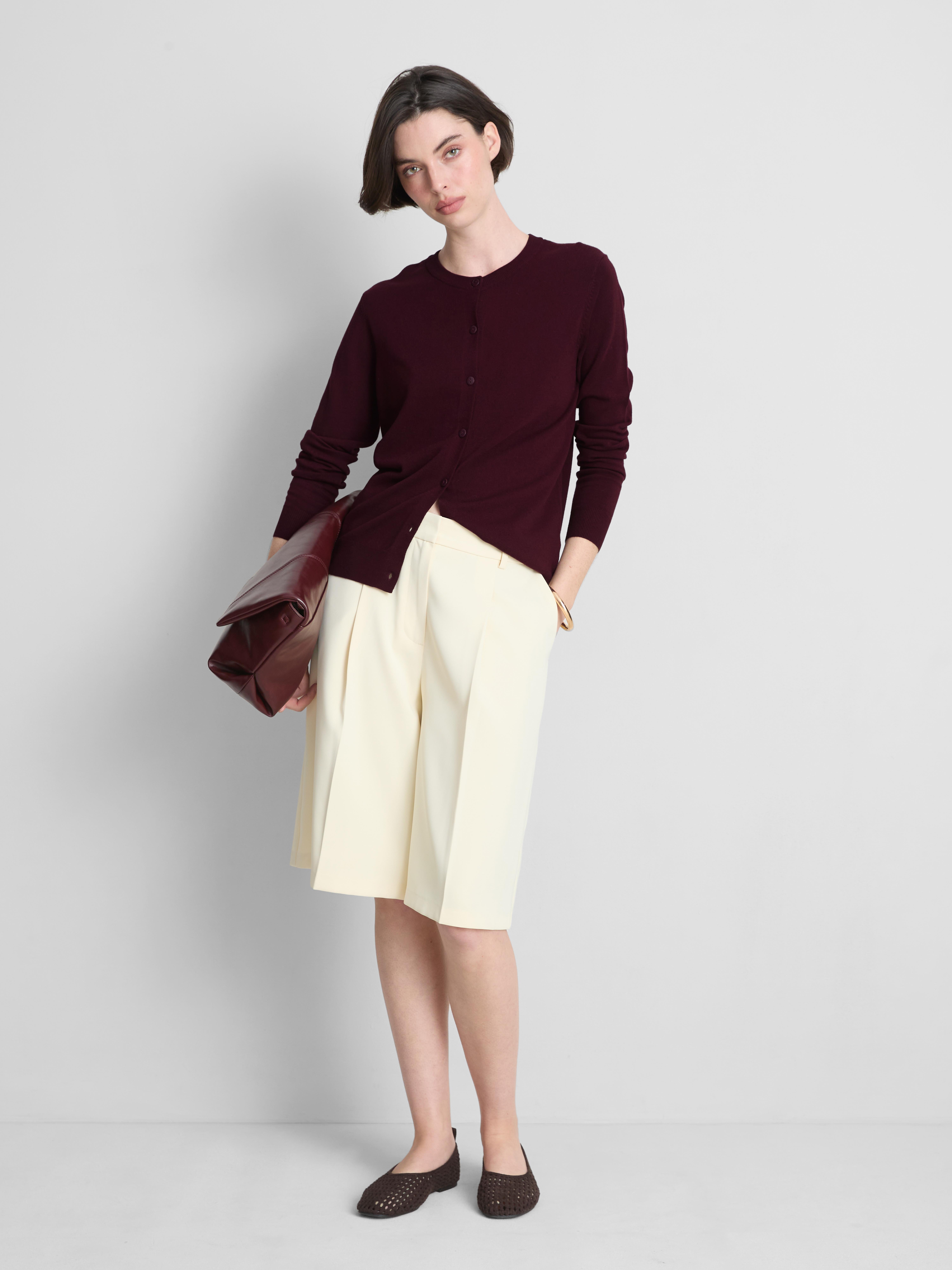 Cardigan girocollo lavorato a maglia