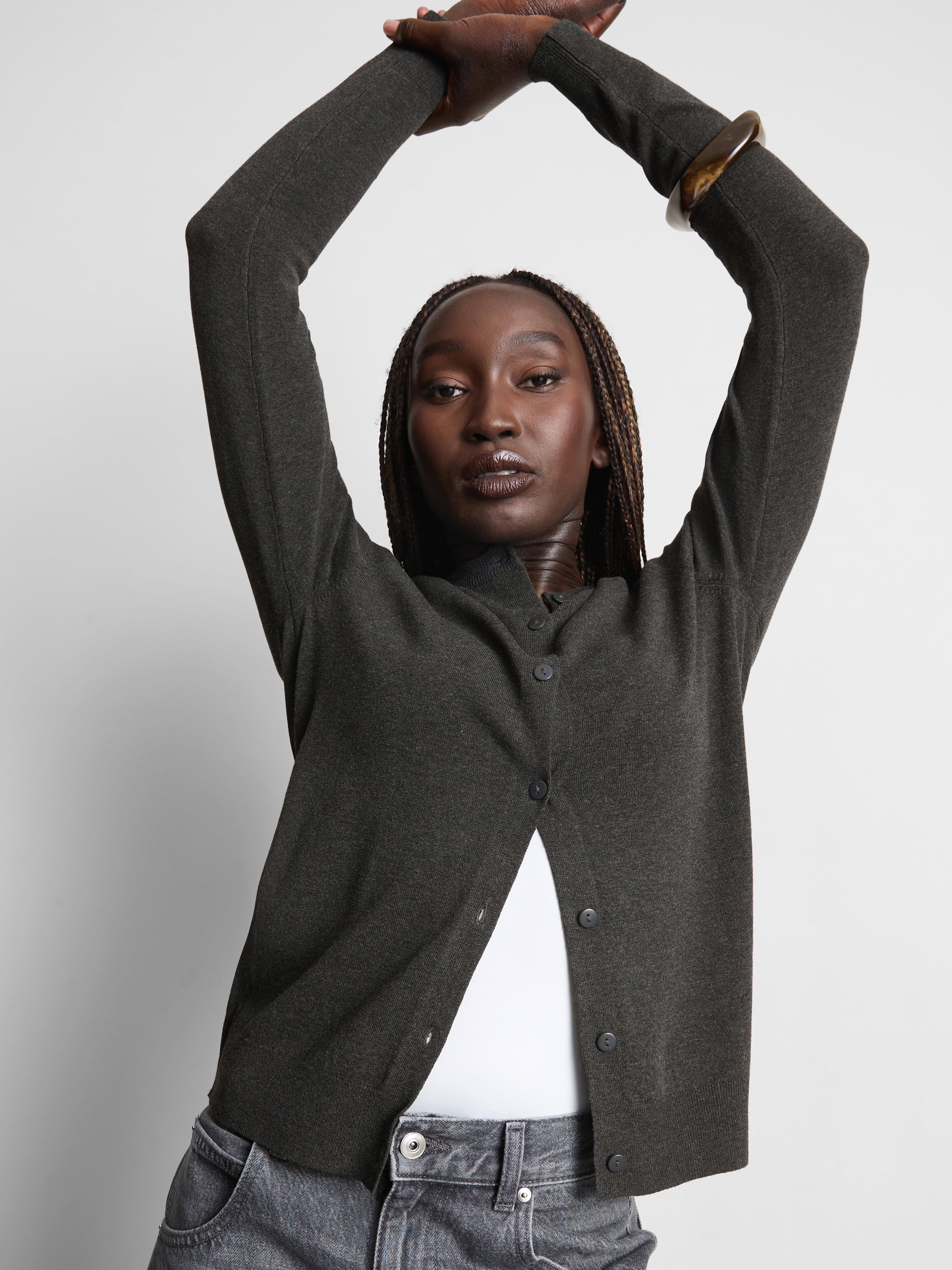 Womens Charcoal Knitted Crew Neck Cardigan | Primark
