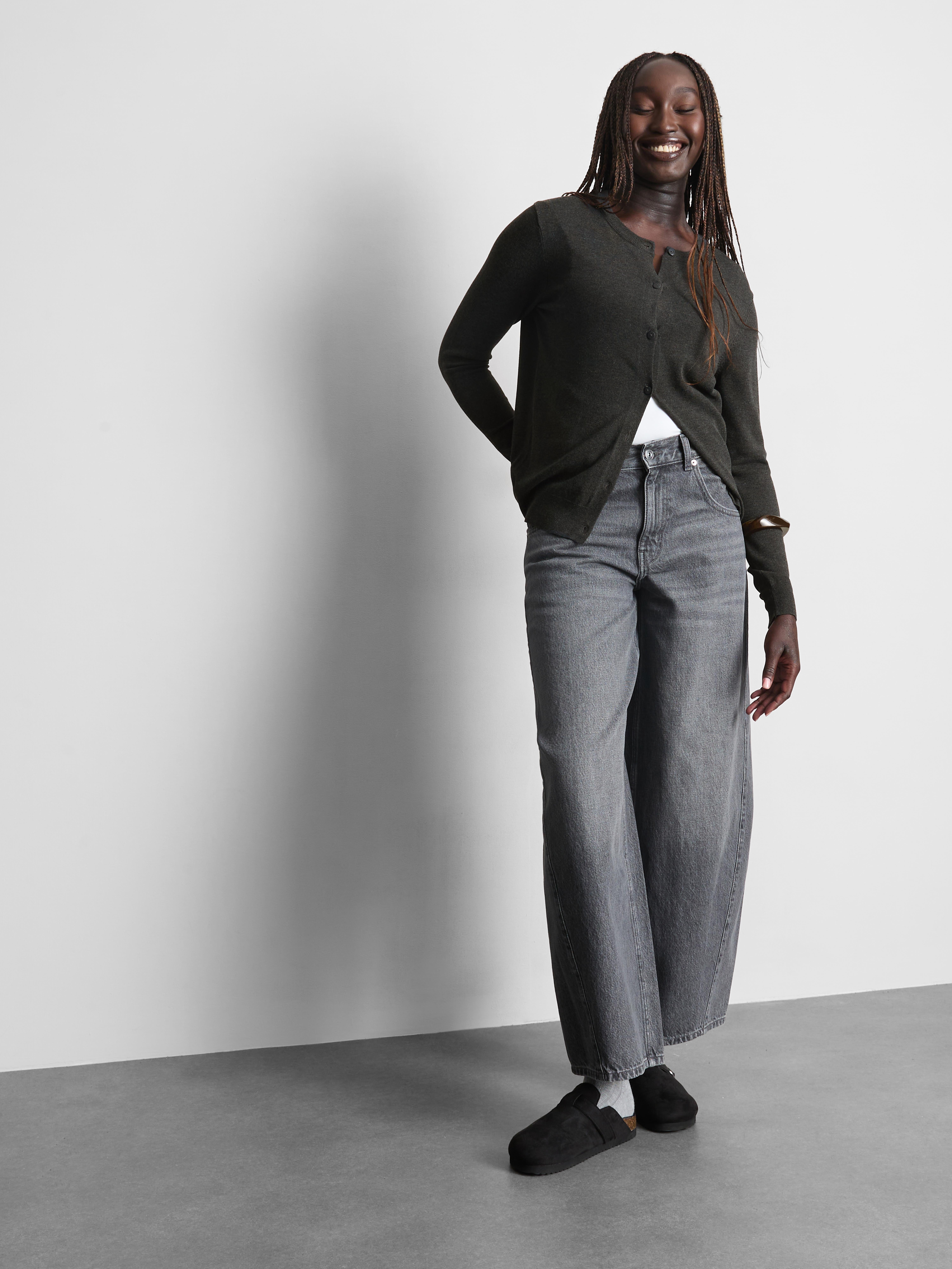 Womens Charcoal Knitted Crew Neck Cardigan | Primark