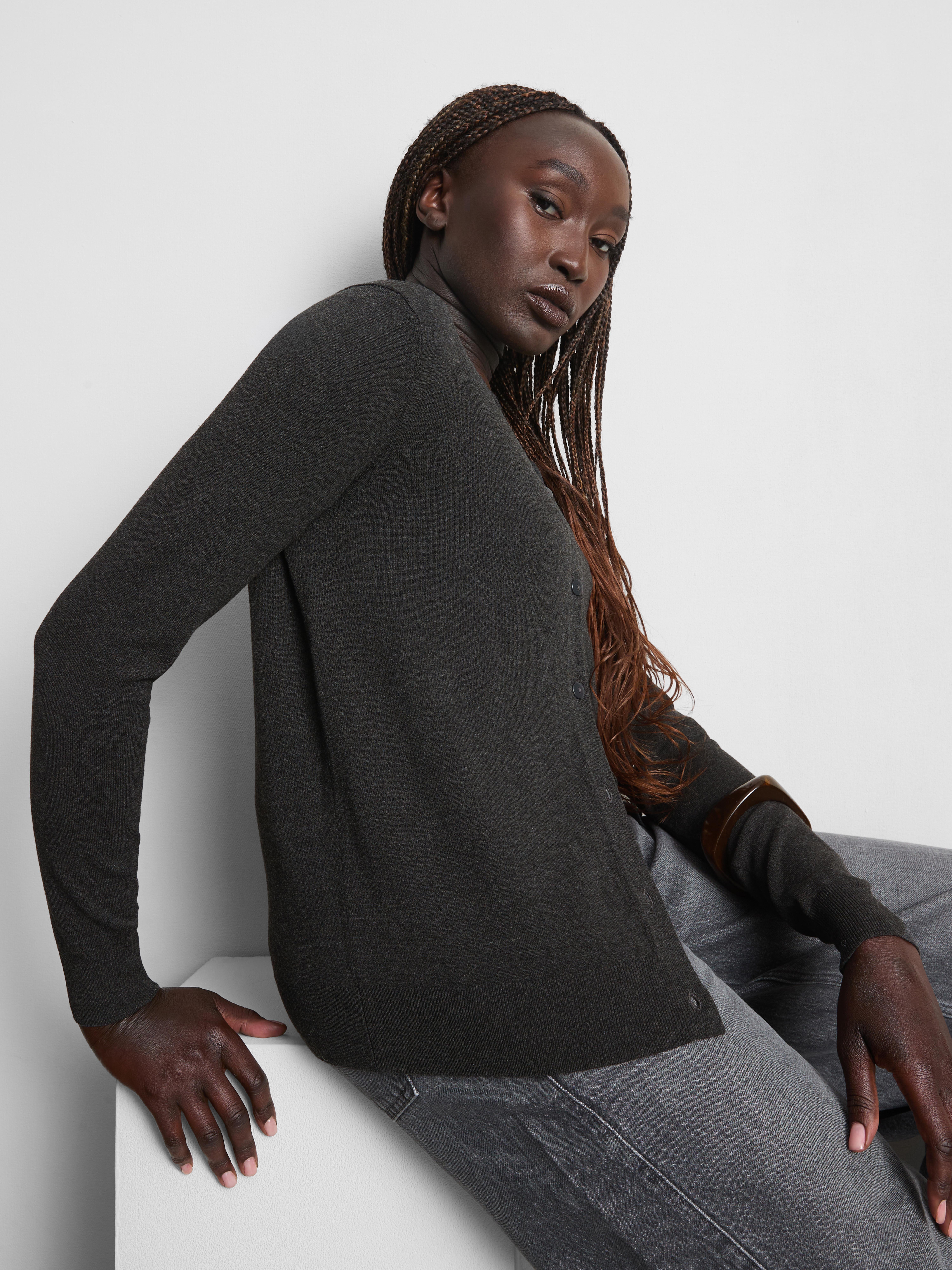 Womens Charcoal Knitted Crew Neck Cardigan | Primark