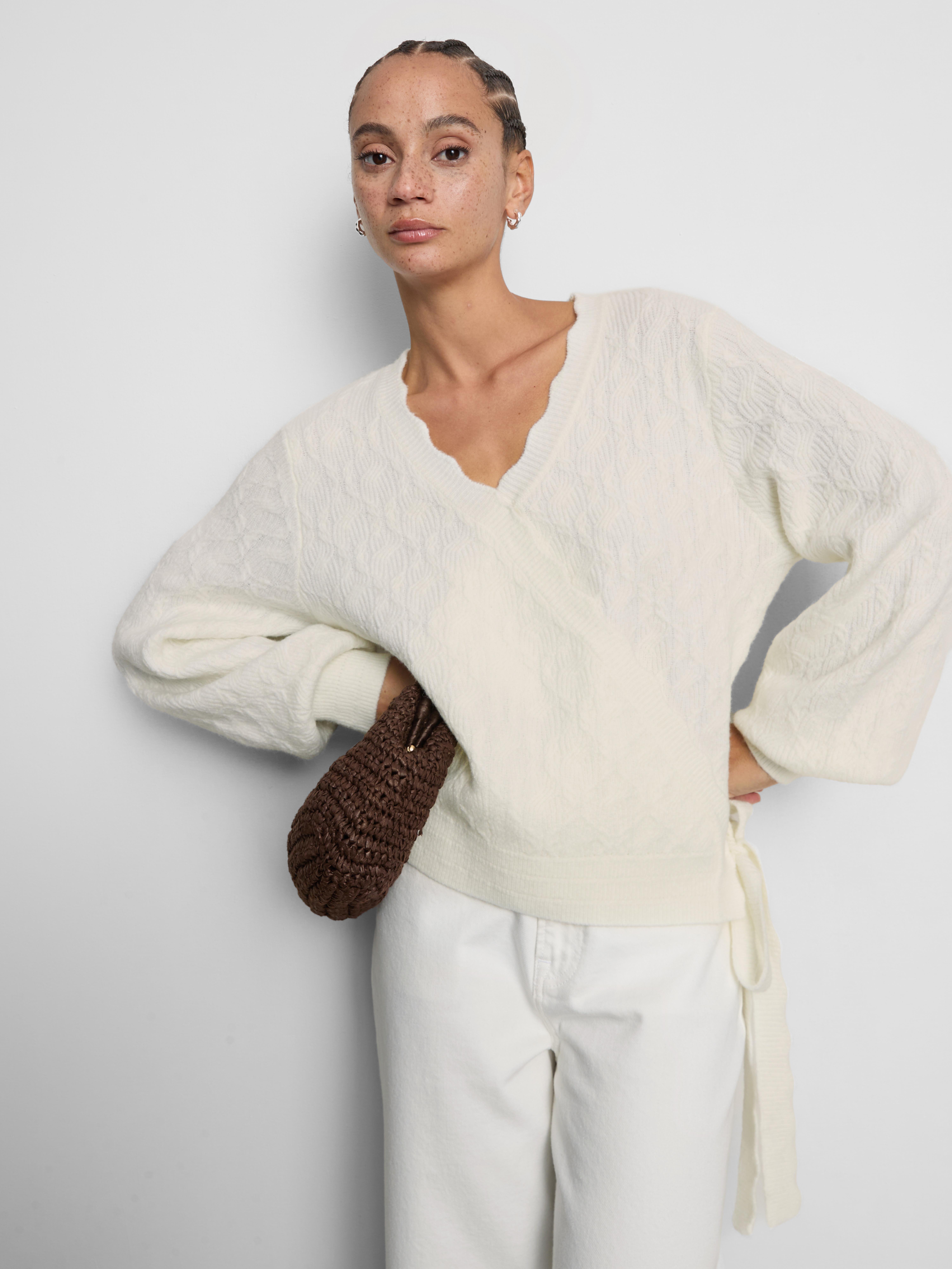 Wool-Blend Knitted Wrap Cardigan