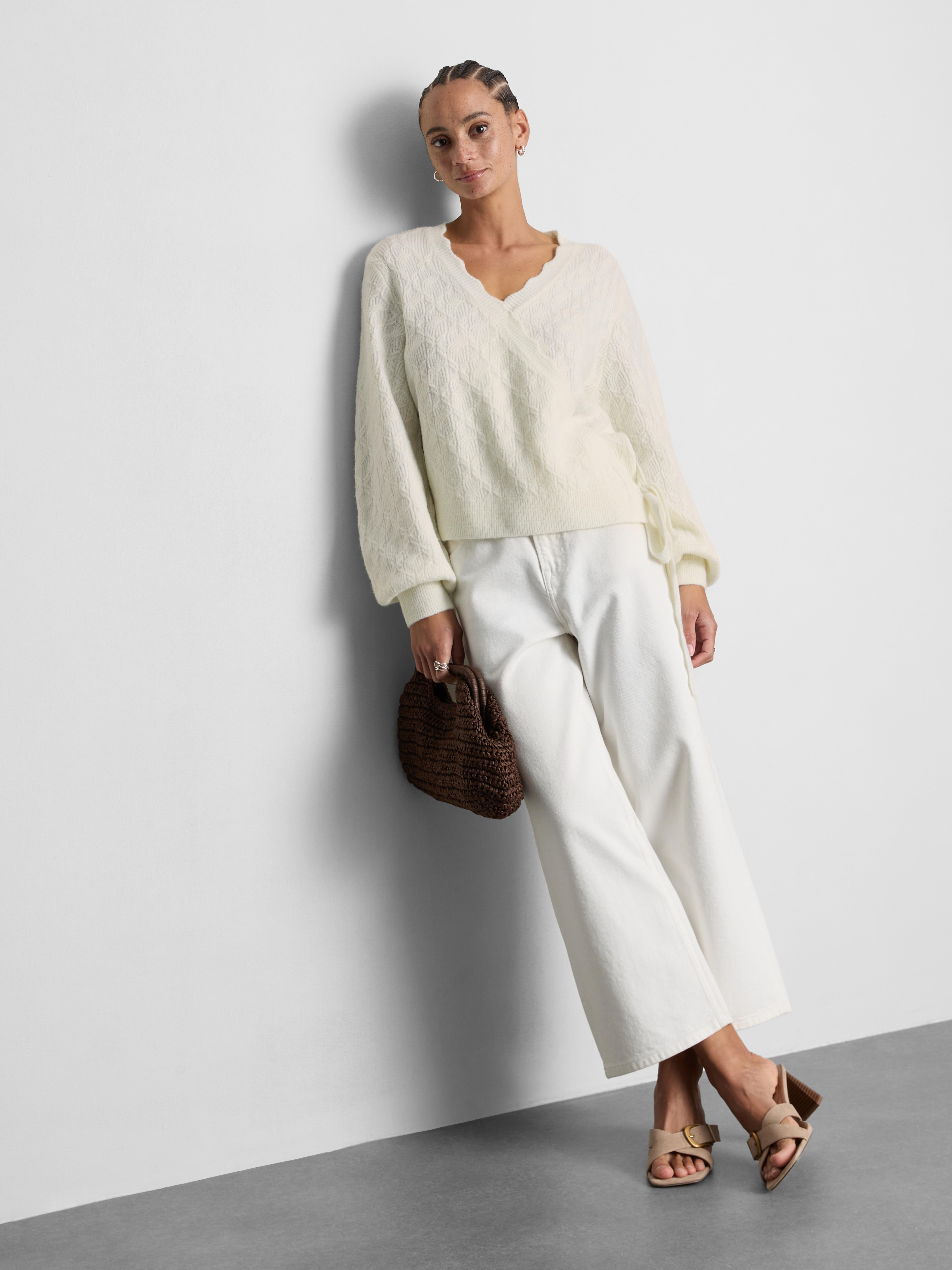 Wool-Blend Knitted Wrap Cardigan