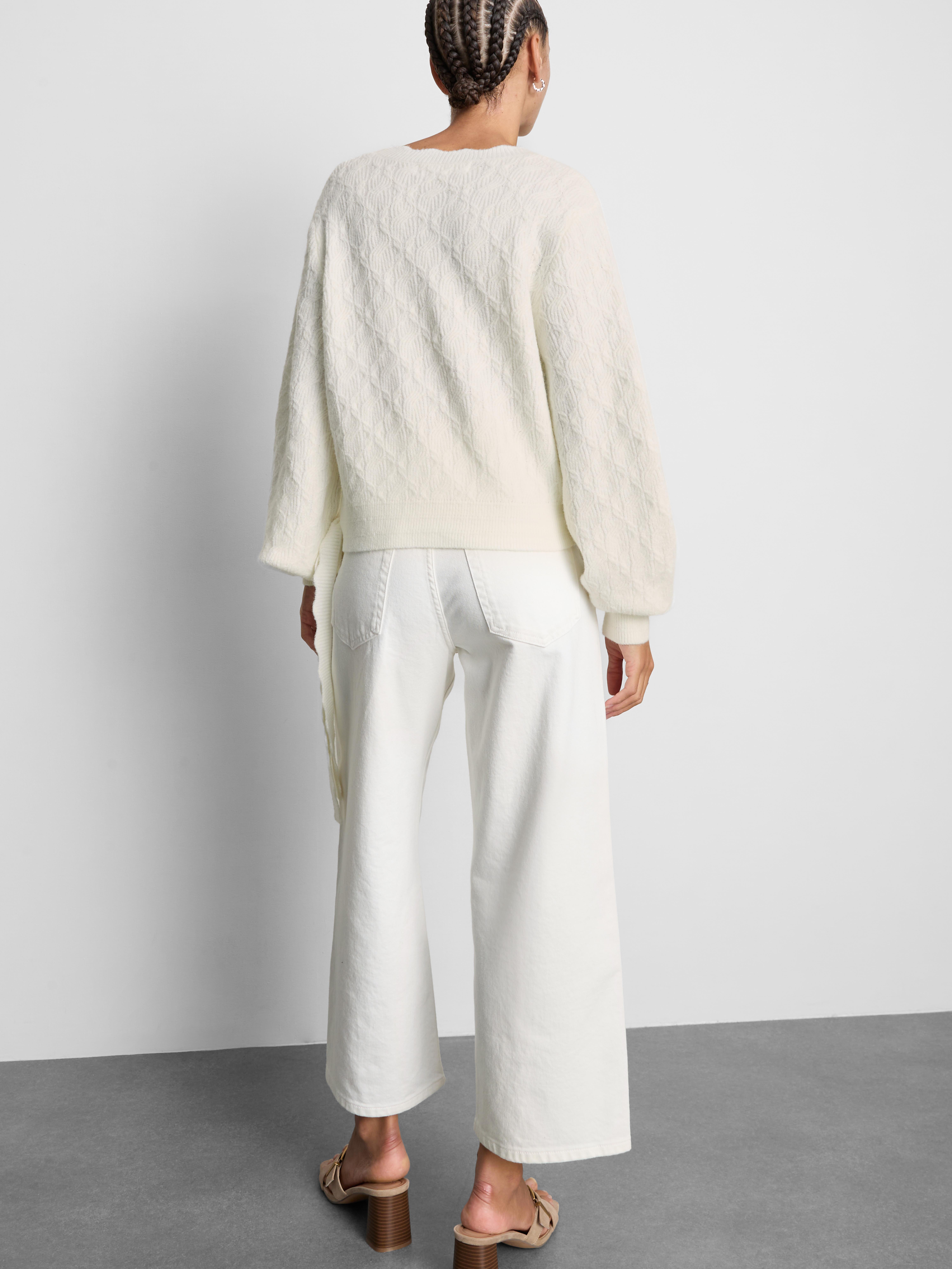 Wool-Blend Knitted Wrap Cardigan