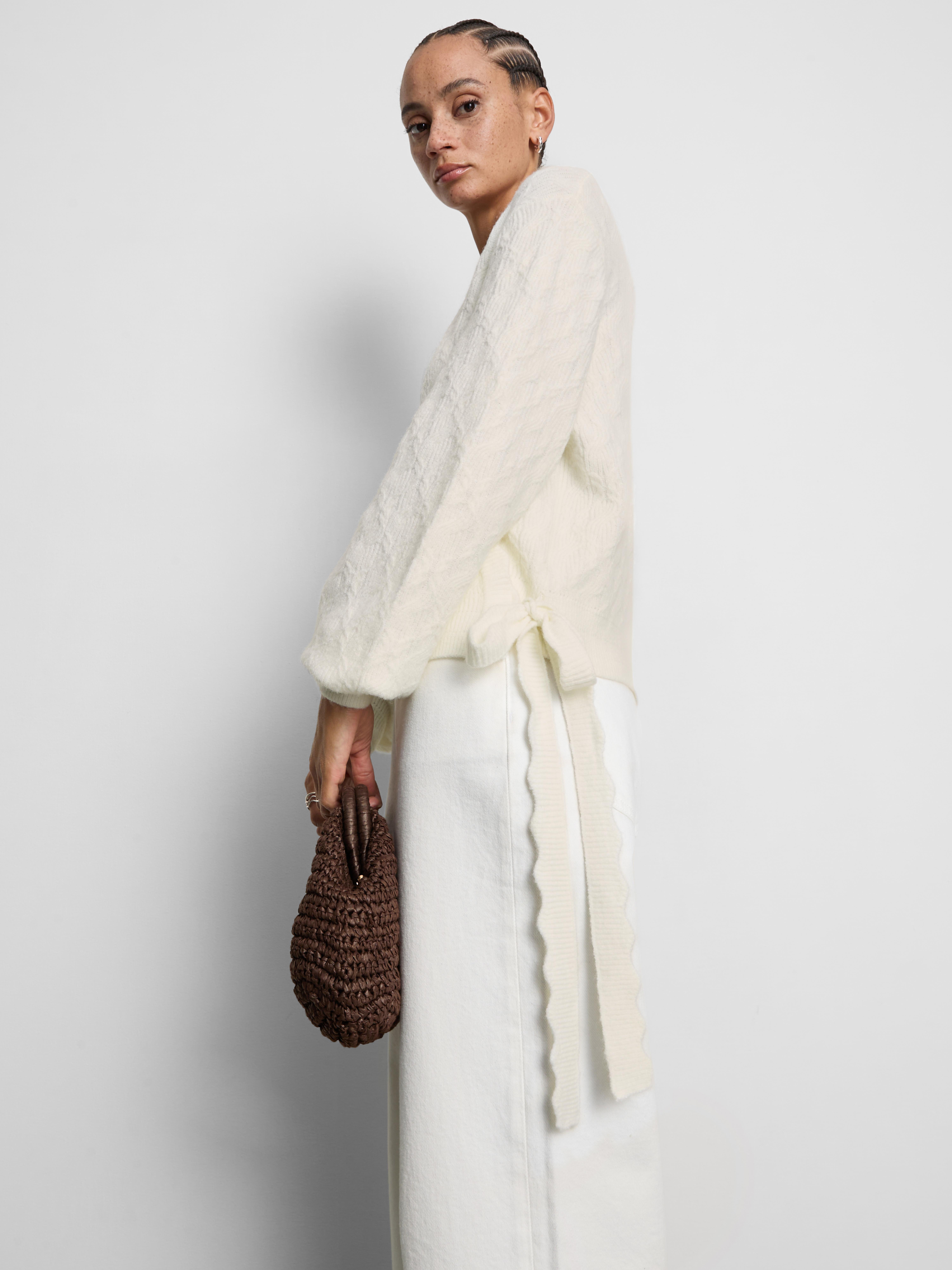 Wool-Blend Knitted Wrap Cardigan