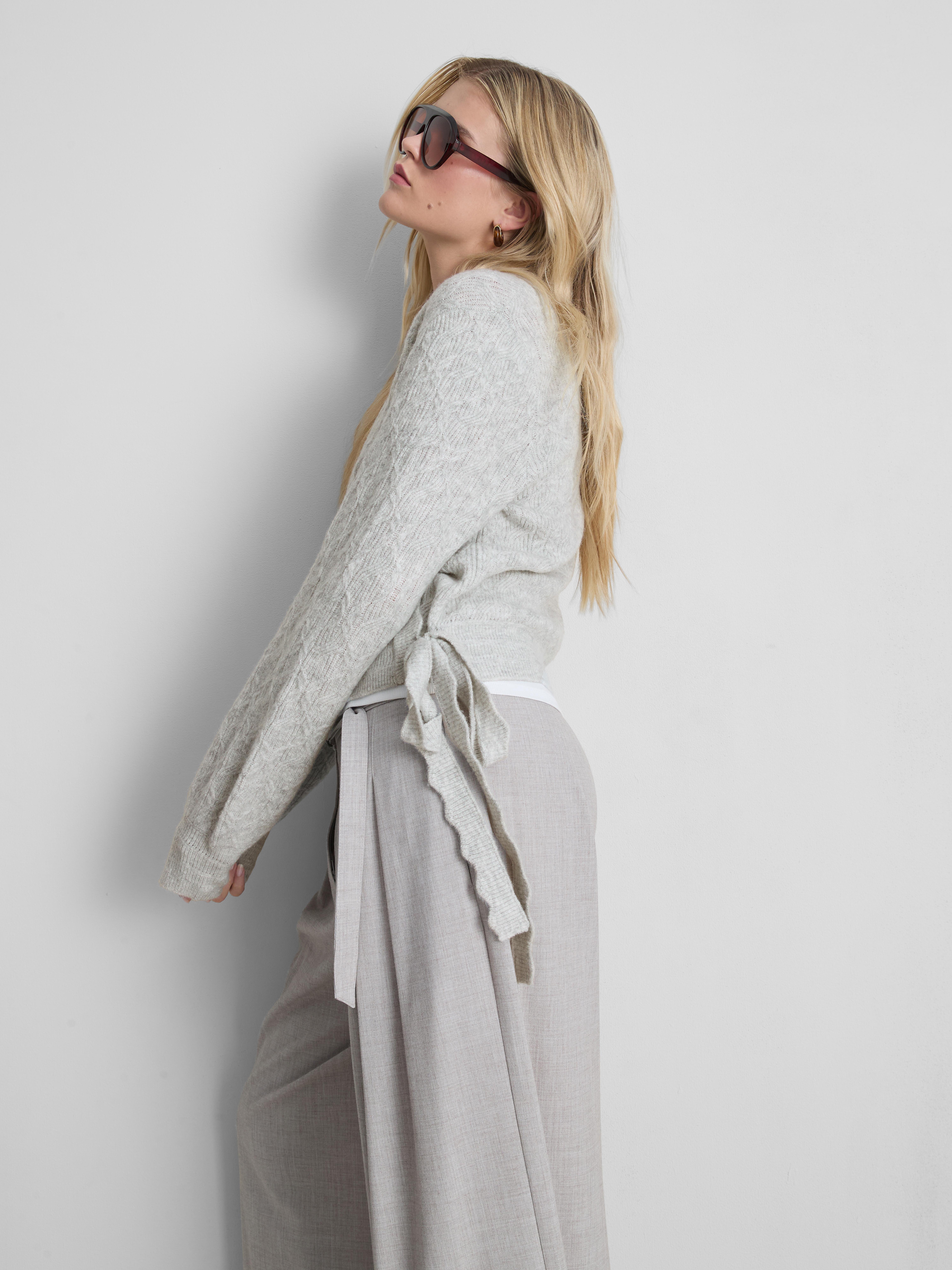 Cardigan lavorato a maglia in misto lana