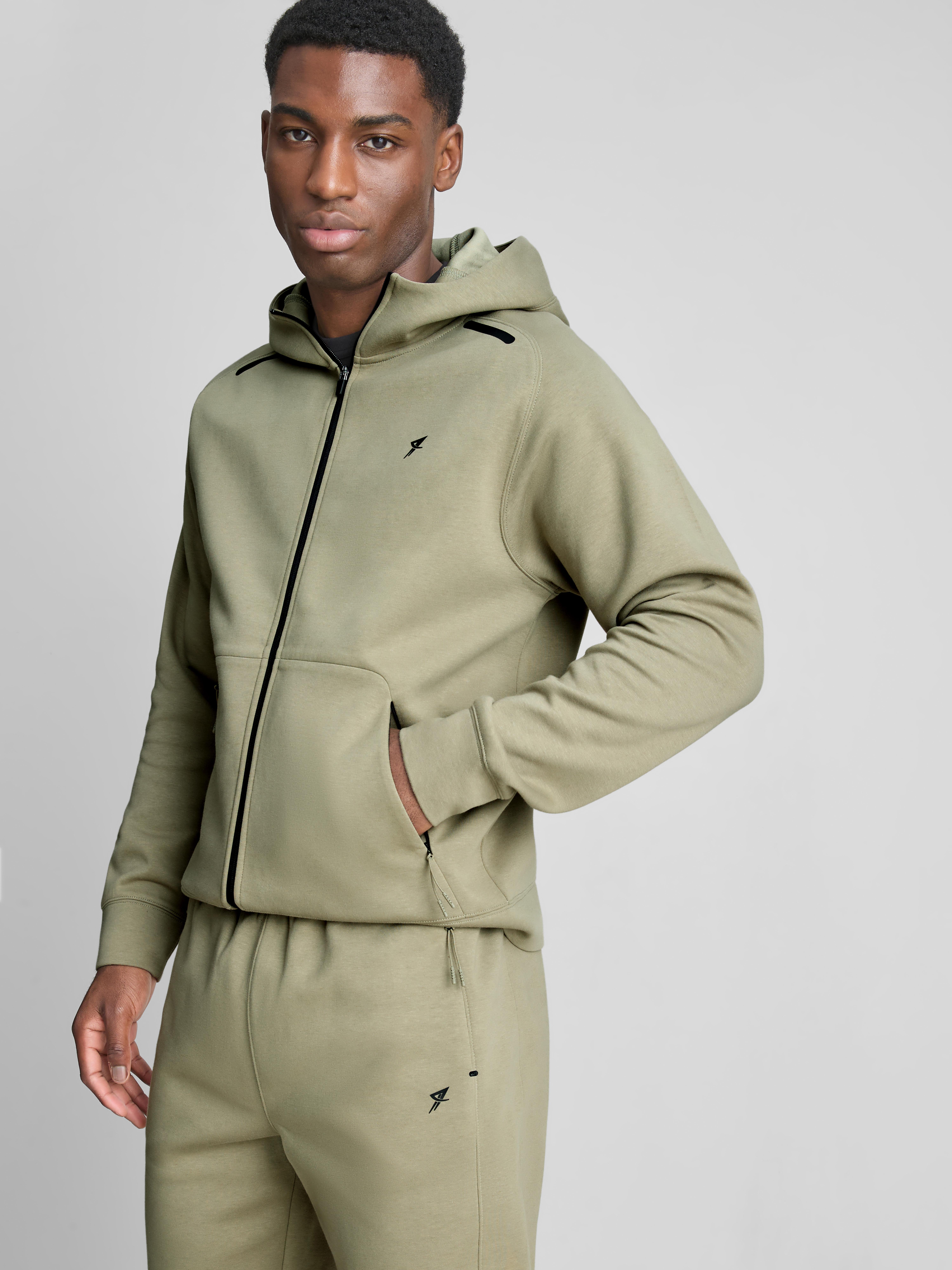 Zip-Up Gym Hoodie Khaki