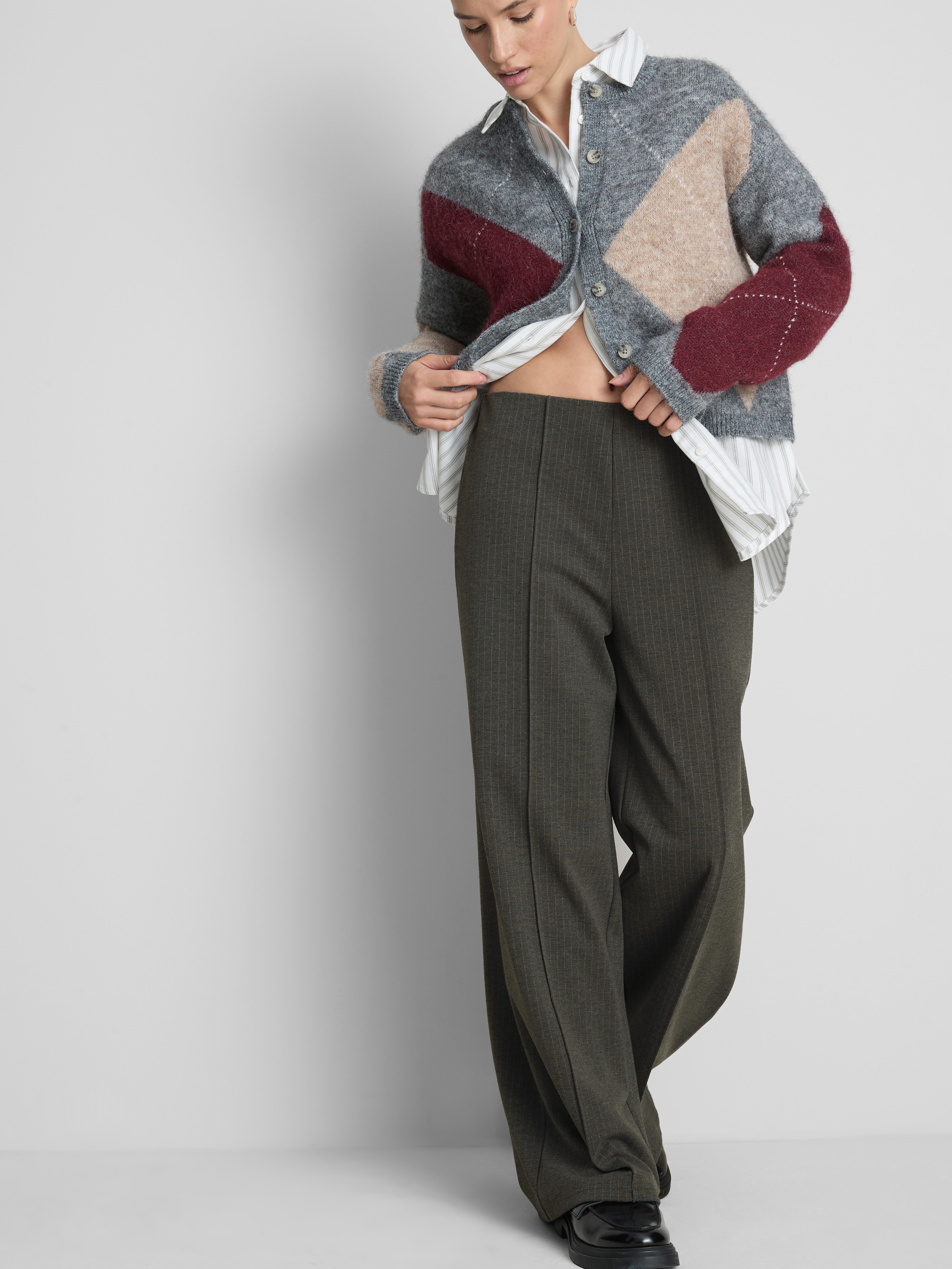 Ponte Pinstripe Wide Leg Pants