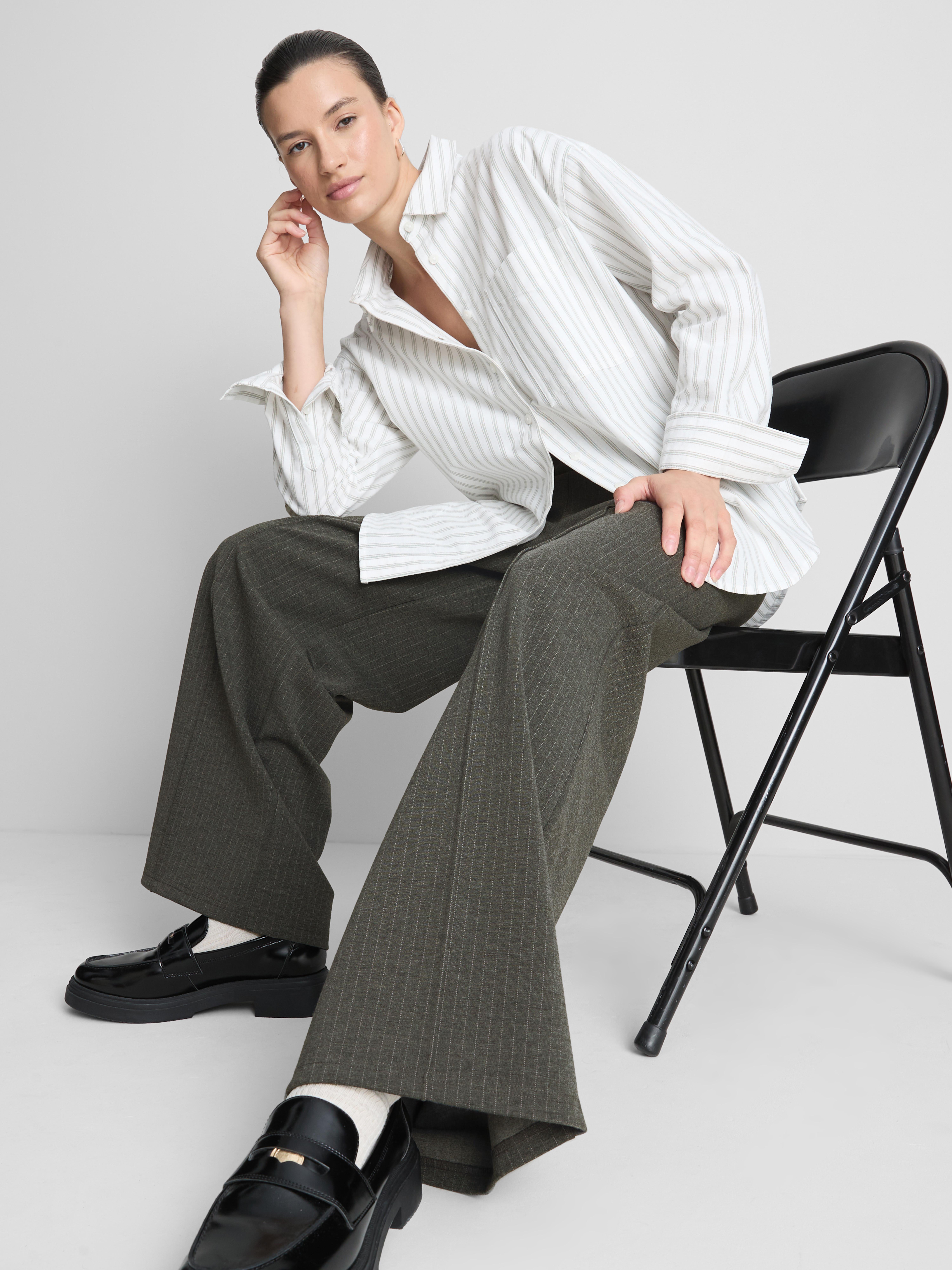 Ponte Pinstripe Wide Leg Pants