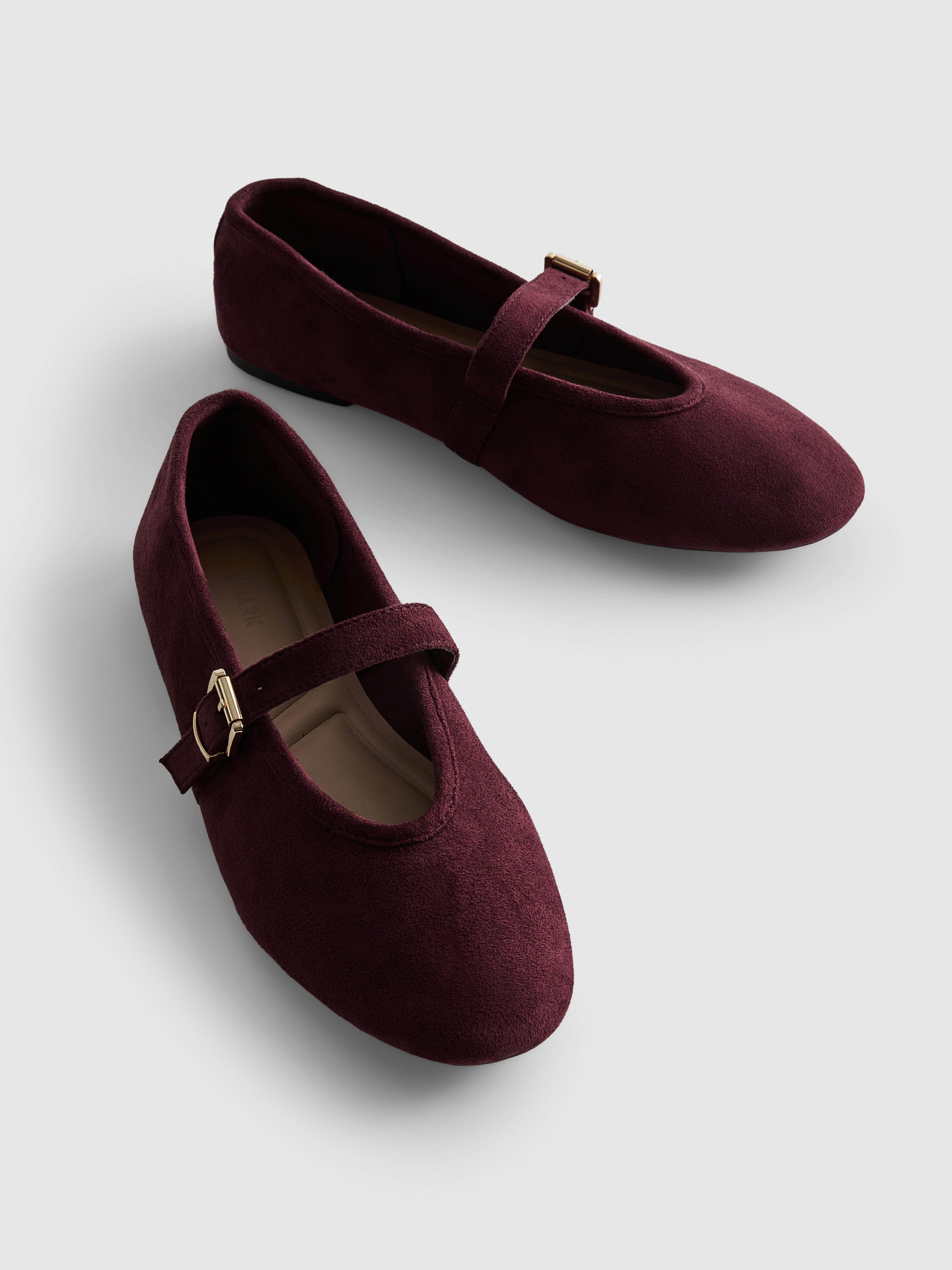 Faux Suede Buckle Mary Janes