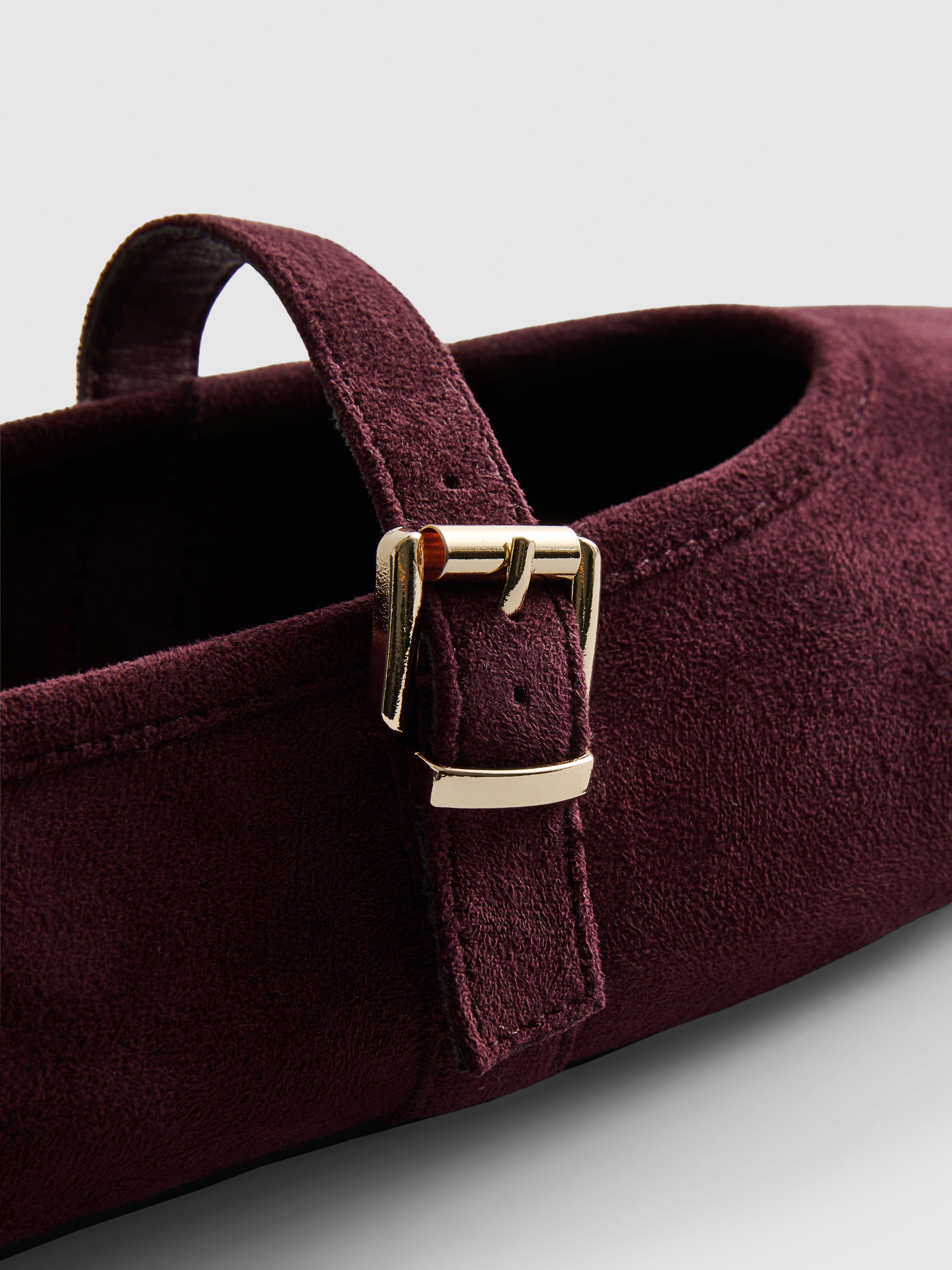 Faux Suede Buckle Mary Janes