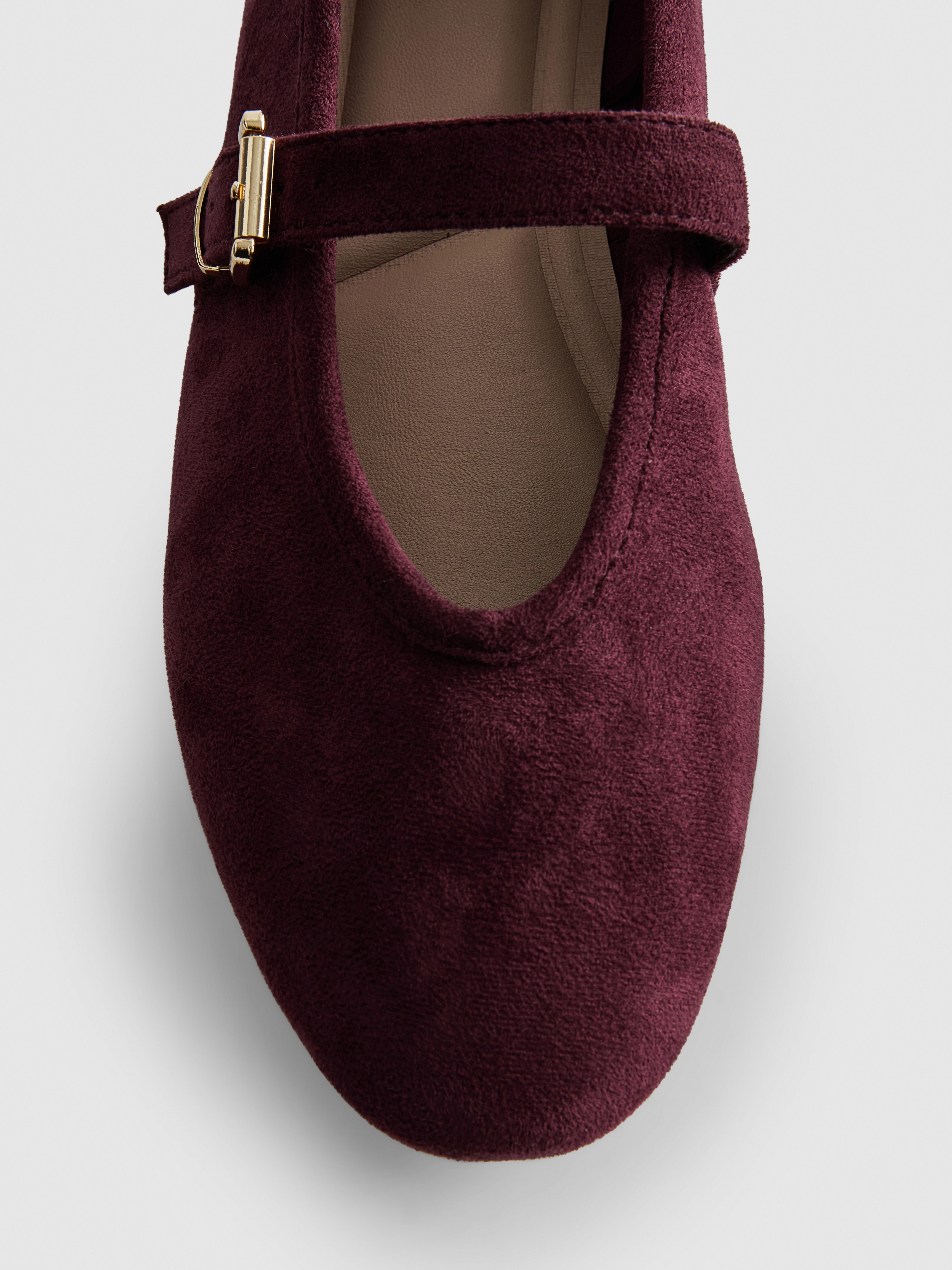 Faux Suede Buckle Mary Janes