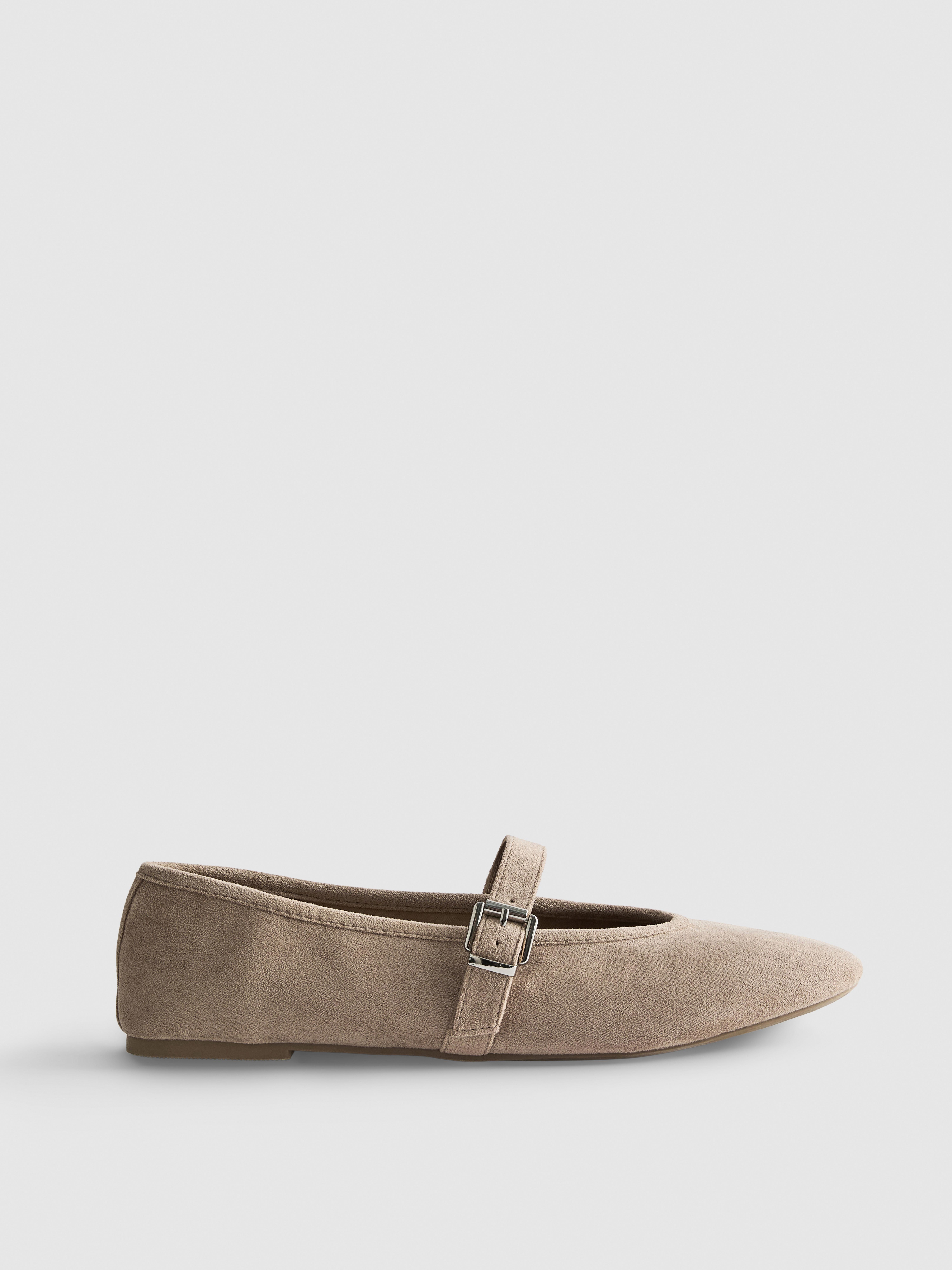 Suèdine Mary Jane-schoenen met gesp Taupe