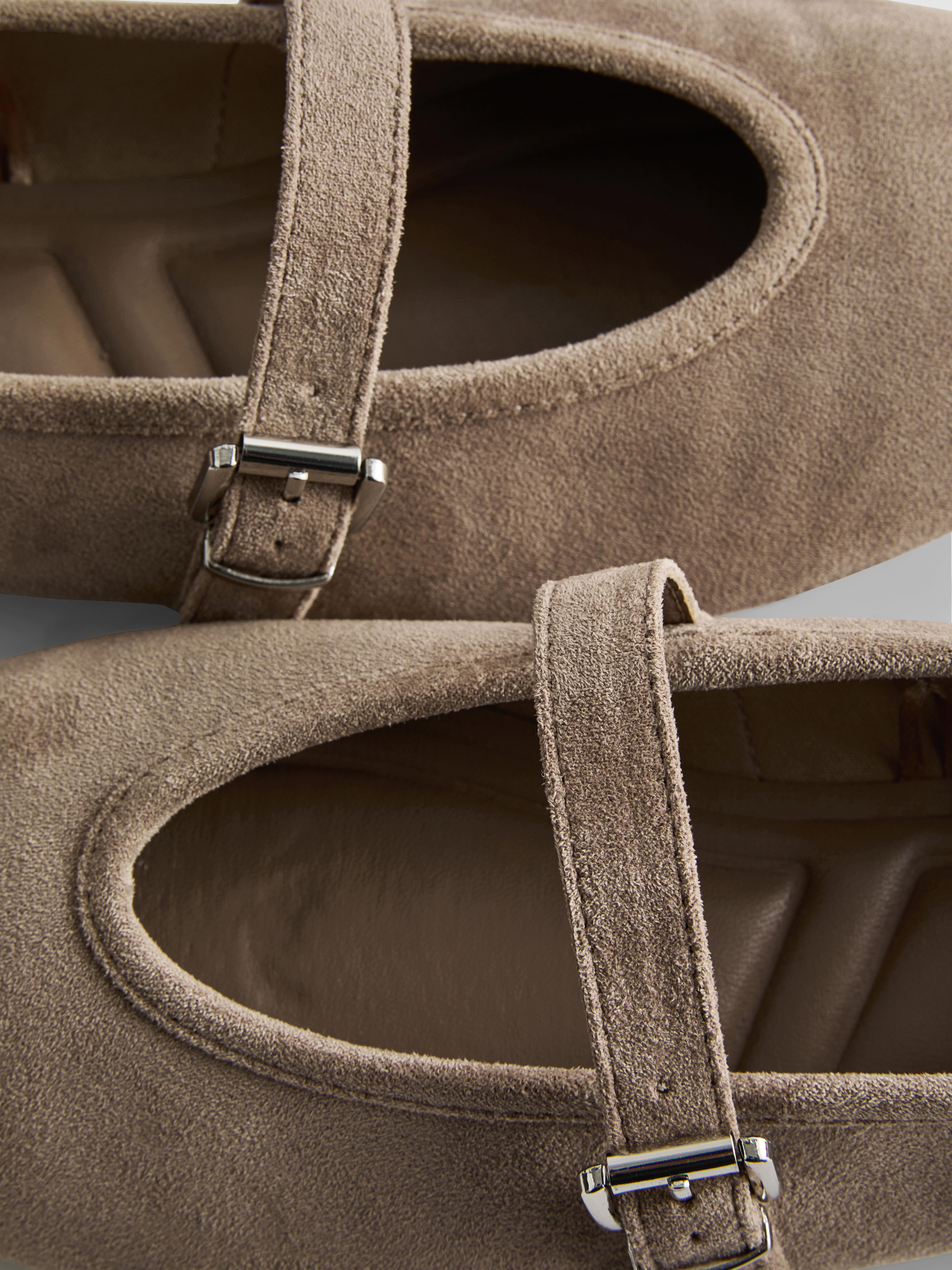 Faux Suede Buckle Mary Janes